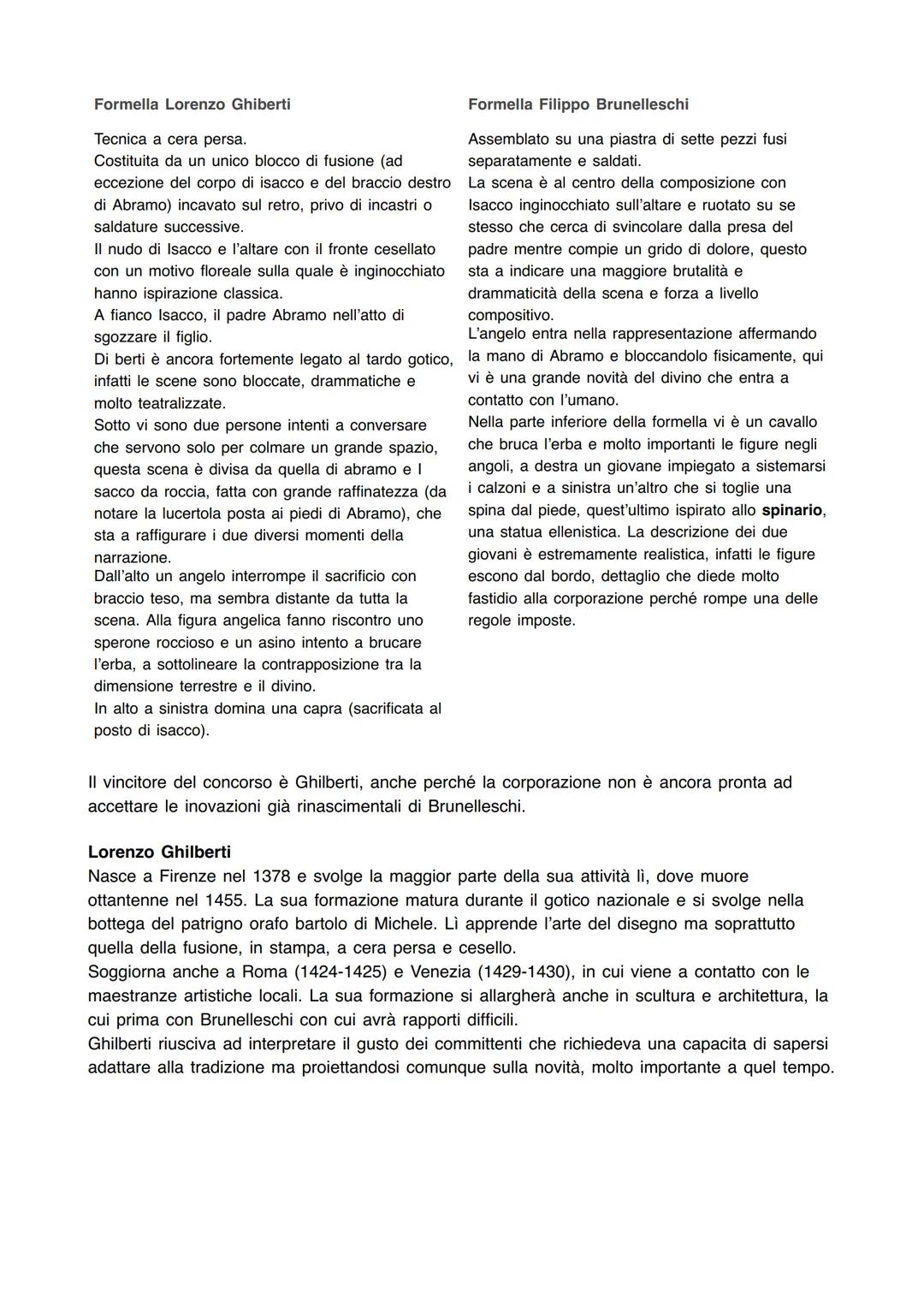 CONCORSO DELL'ARTE DI CALIMALA O DEI MERCANTI
Il rinascimento inizia a sentirsi nel 1401 quando viene bandito dall'arte di Calimala o dei
Me