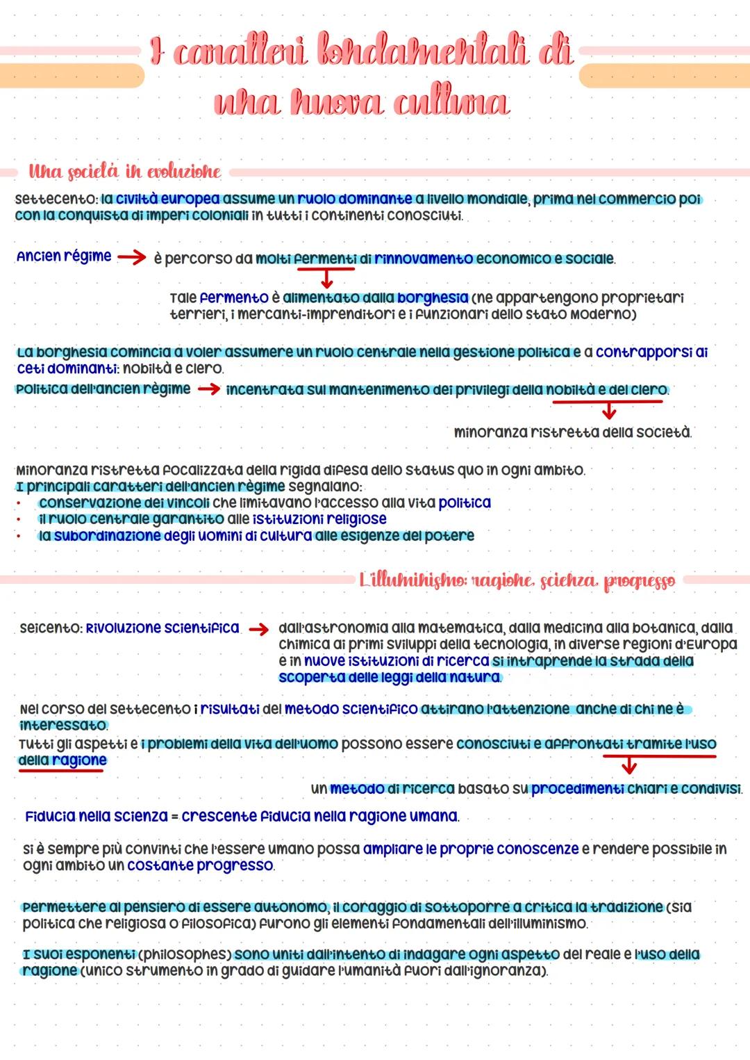 I camalleri fondamentali di
uha hueva cultima
Uha società in evoluzione
settecento: la civiltà europea assume un ruolo dominante a livello m