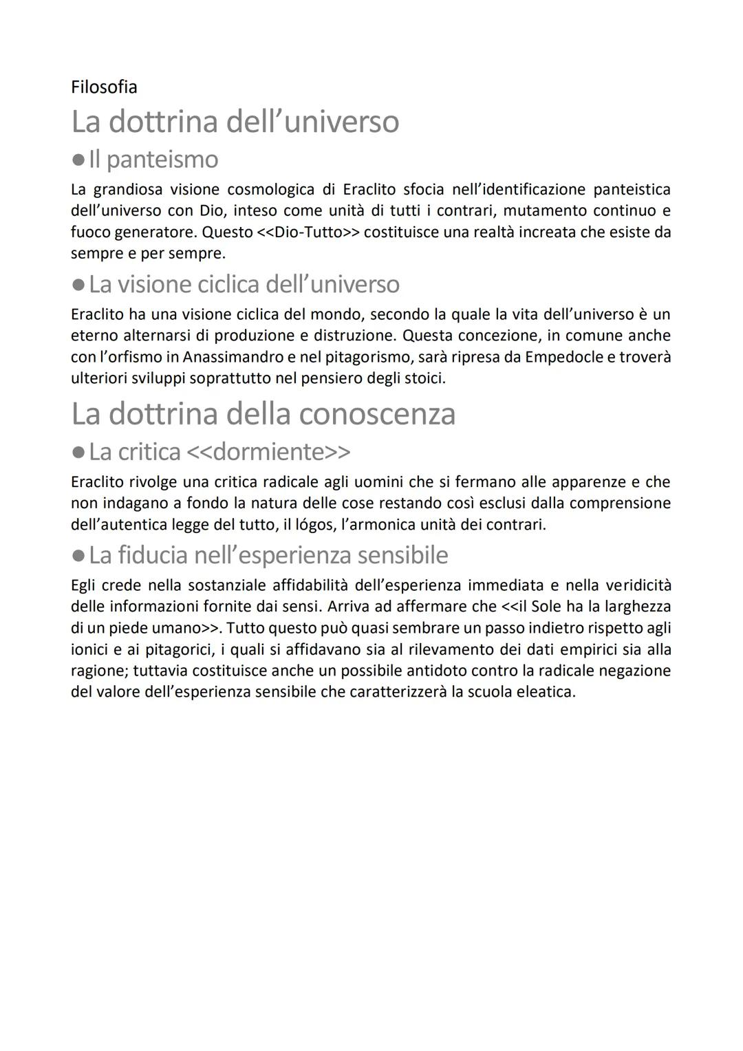 Filosofia
Eraclito
Un pensatore "oscuro"
Di Eraclito sappiamo pochissimo: nacque e visse nella colonia ionica di Efeso tra il VI
e il V seco