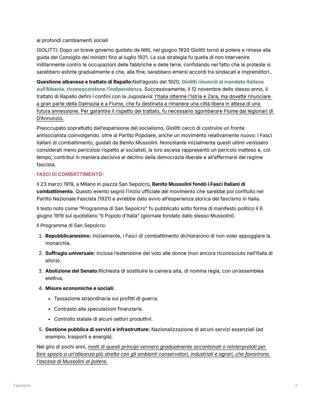 # Fascismo
Fascismo
L' Italia pur uscendo vincitrice dalla guerra visse un senso di delusione (concetto di "vittoria
mutilata"), sentimento