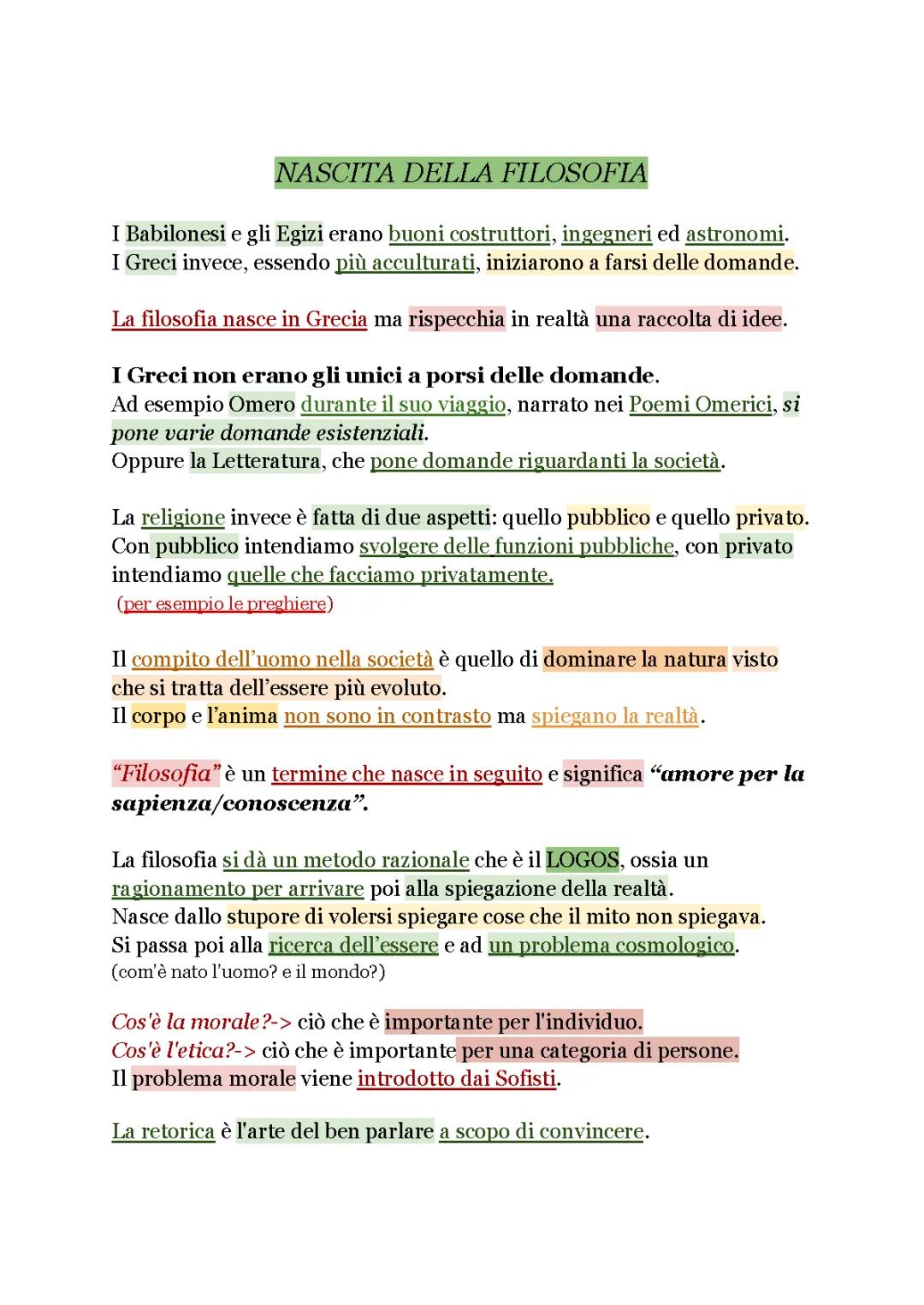 La nascita della Filosofia, I presocratici