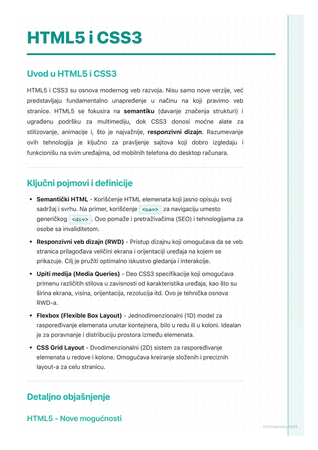 # HTML5 i CSS3
Uvod u HTML5 i CSS3
HTML5 i CSS3 su osnova modernog veb razvoja. Nisu samo nove verzije, već
predstavljaju fundamentalno un