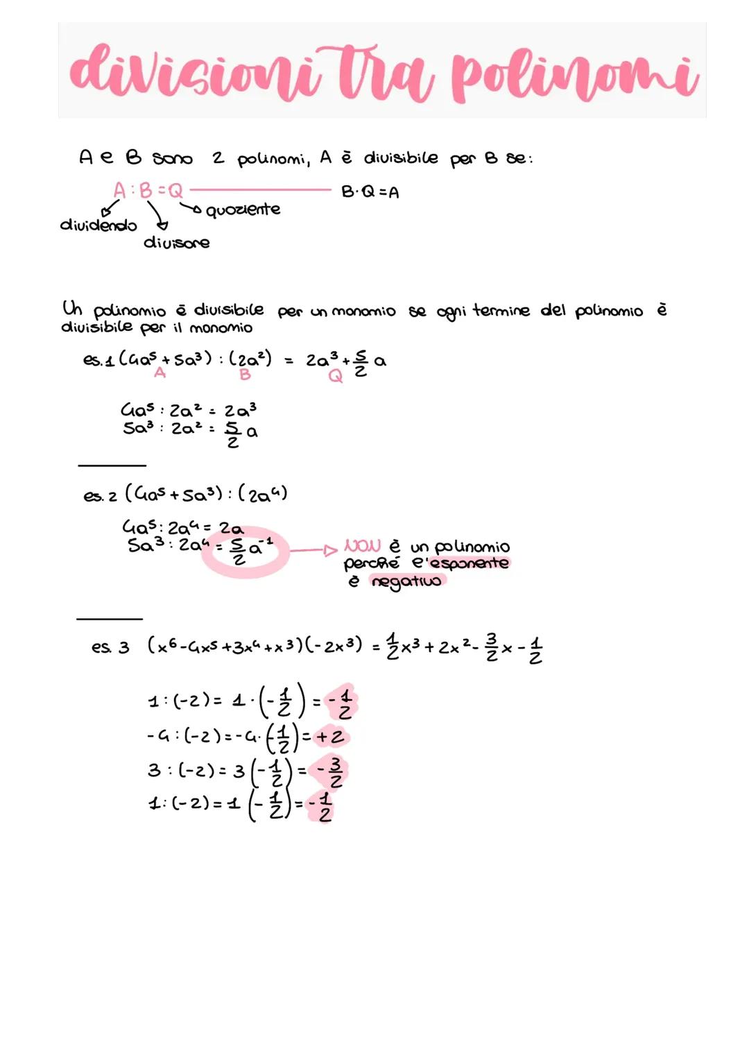 divisione tra polinomi