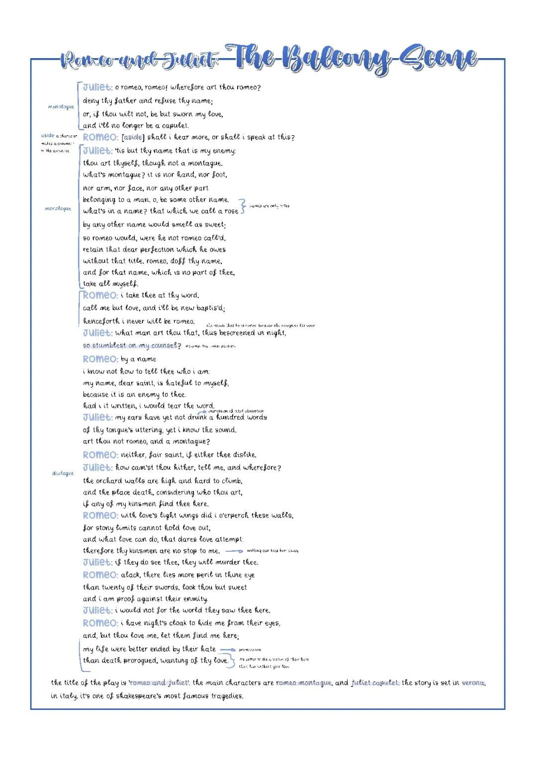 Romeo and Juliet: Balcony Scene