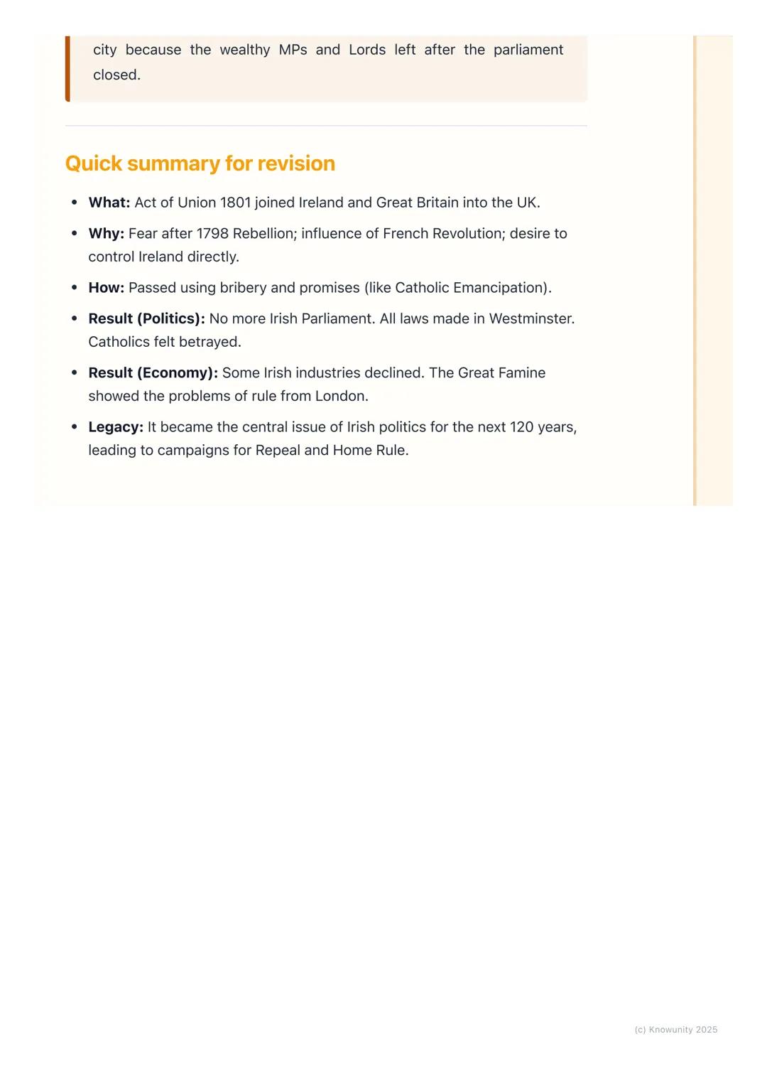# The Act of Union (1801)
What was the Act of Union?
The Act of Union was passed in 1800 and came into effect on 1 January 1801.
It was a