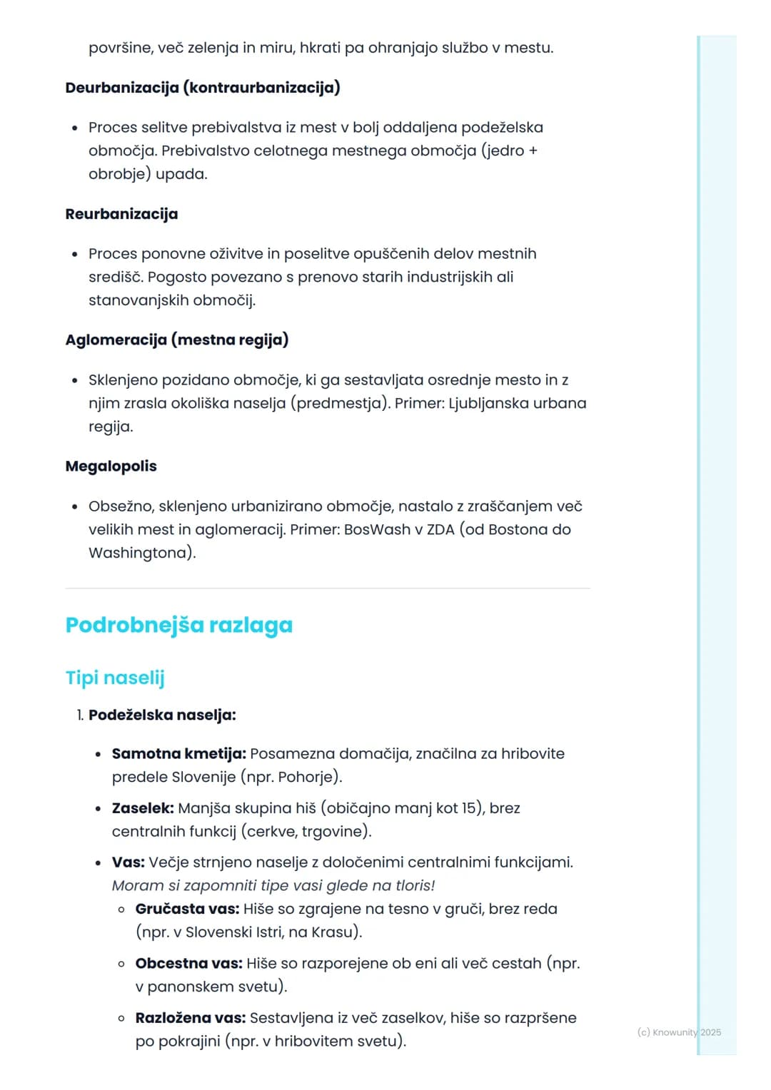 # Naselja in urbanizacija
## Uvod v naselja in urbanizacijo
Naselja so prostori, kjer ljudje živijo in delajo. So osrednji predmet
preučev
