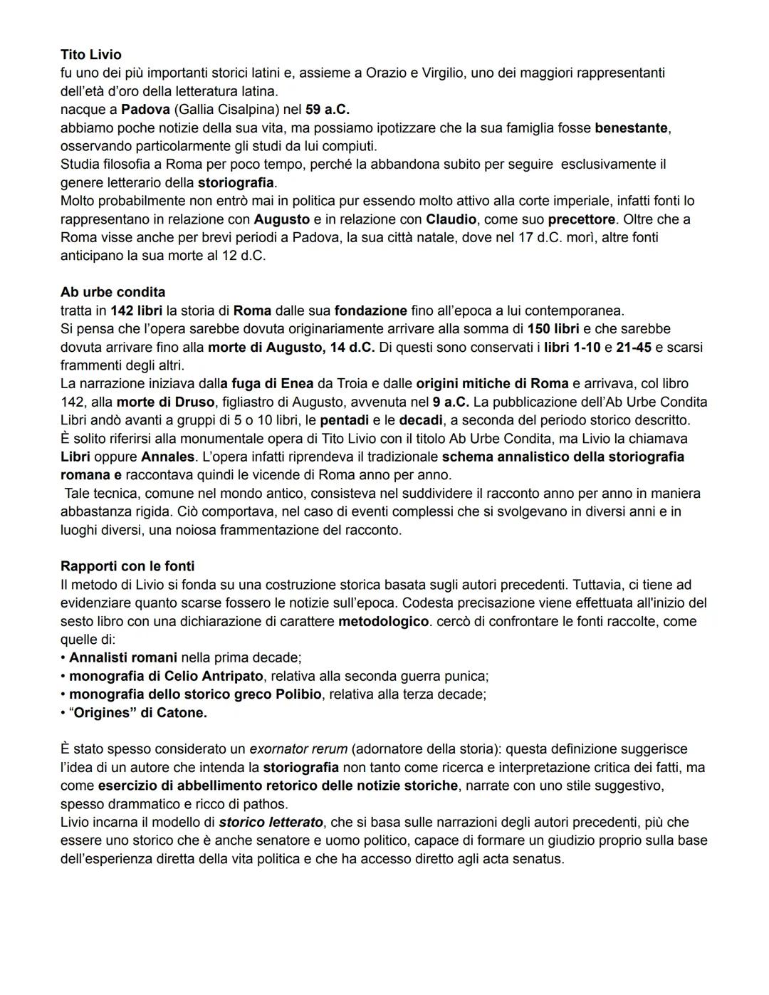 # Tito Livio
fu uno dei più importanti storici latini e, assieme a Orazio e Virgilio, uno dei maggiori rappresentanti
dell'età d'oro della
