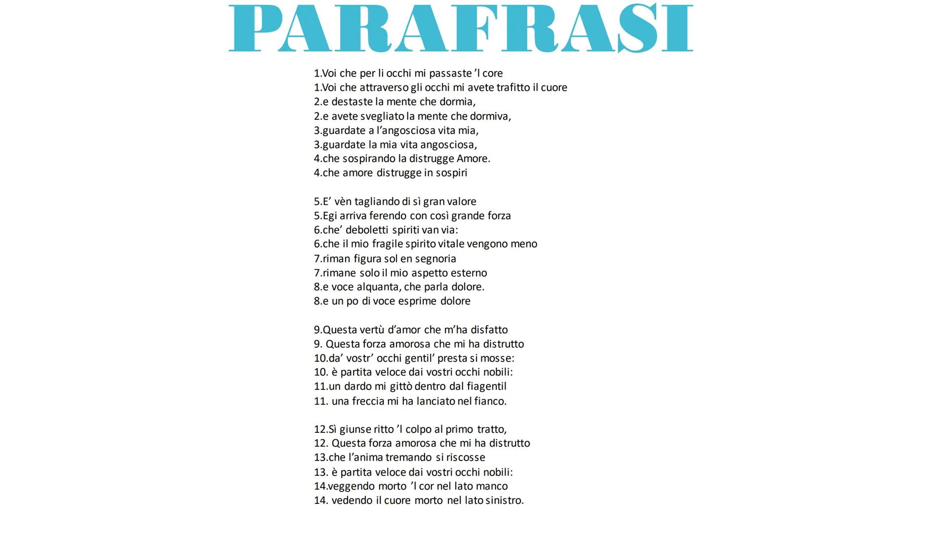 Voi che per gli occhi
mi passaste ‘l core
Guido Cavalcanti ANALISI DEL TESTO
FIGURE
RETORICHE
Personificazione: di Amore
(nell'intero sonett