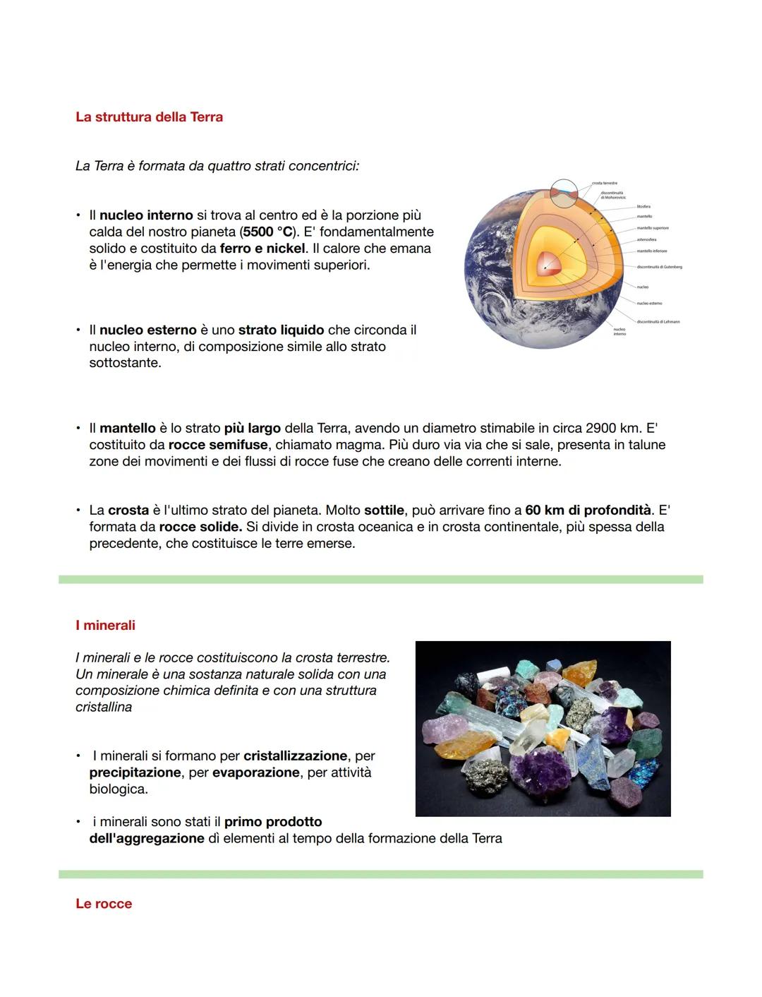 La struttura della Terra
La Terra รจ formata da quattro strati concentrici:
โข Il nucleo interno si trova al centro ed รจ la porzione piรน
calda