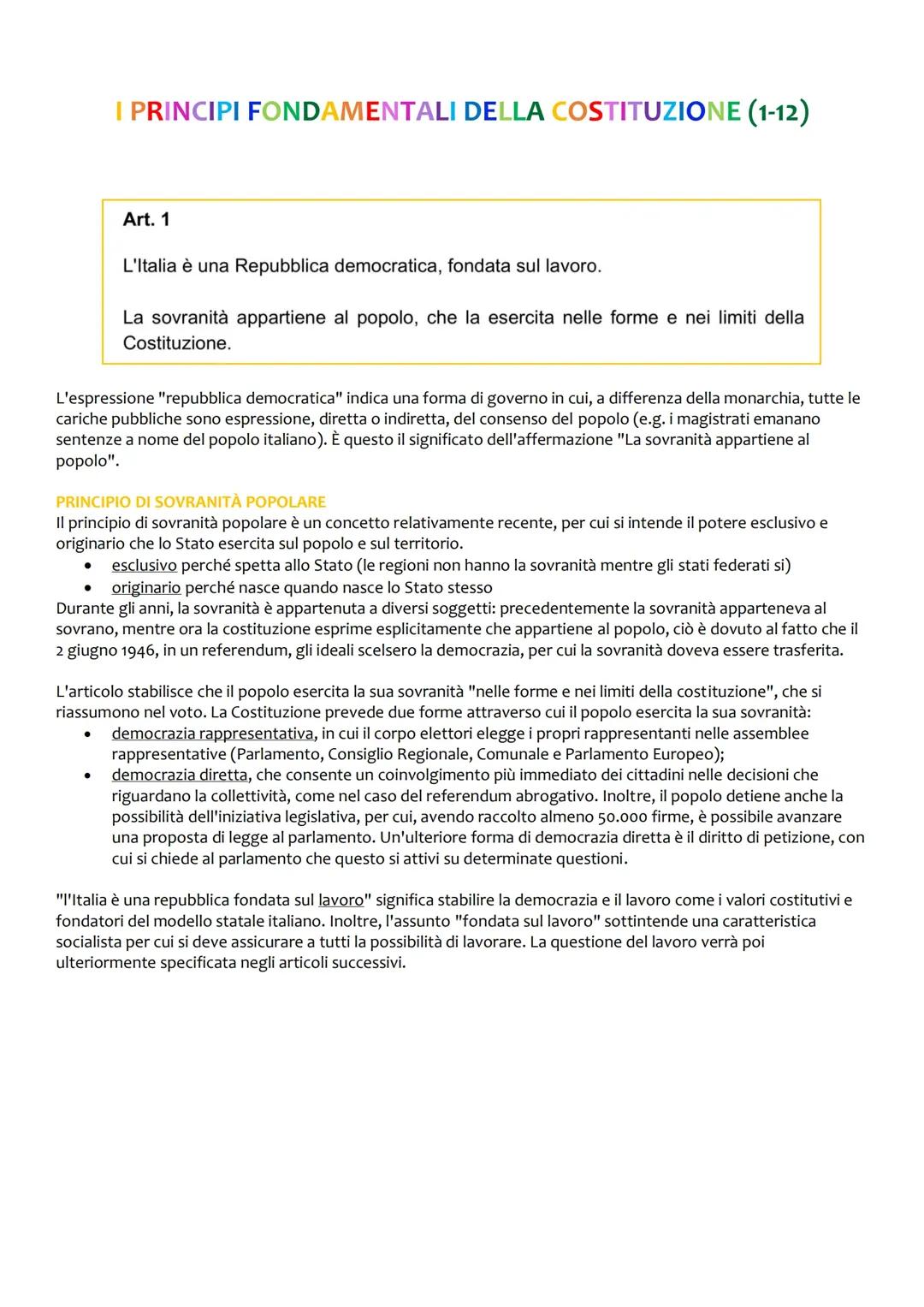 I principi fondamentali della Costituzione e gli enti territoriali