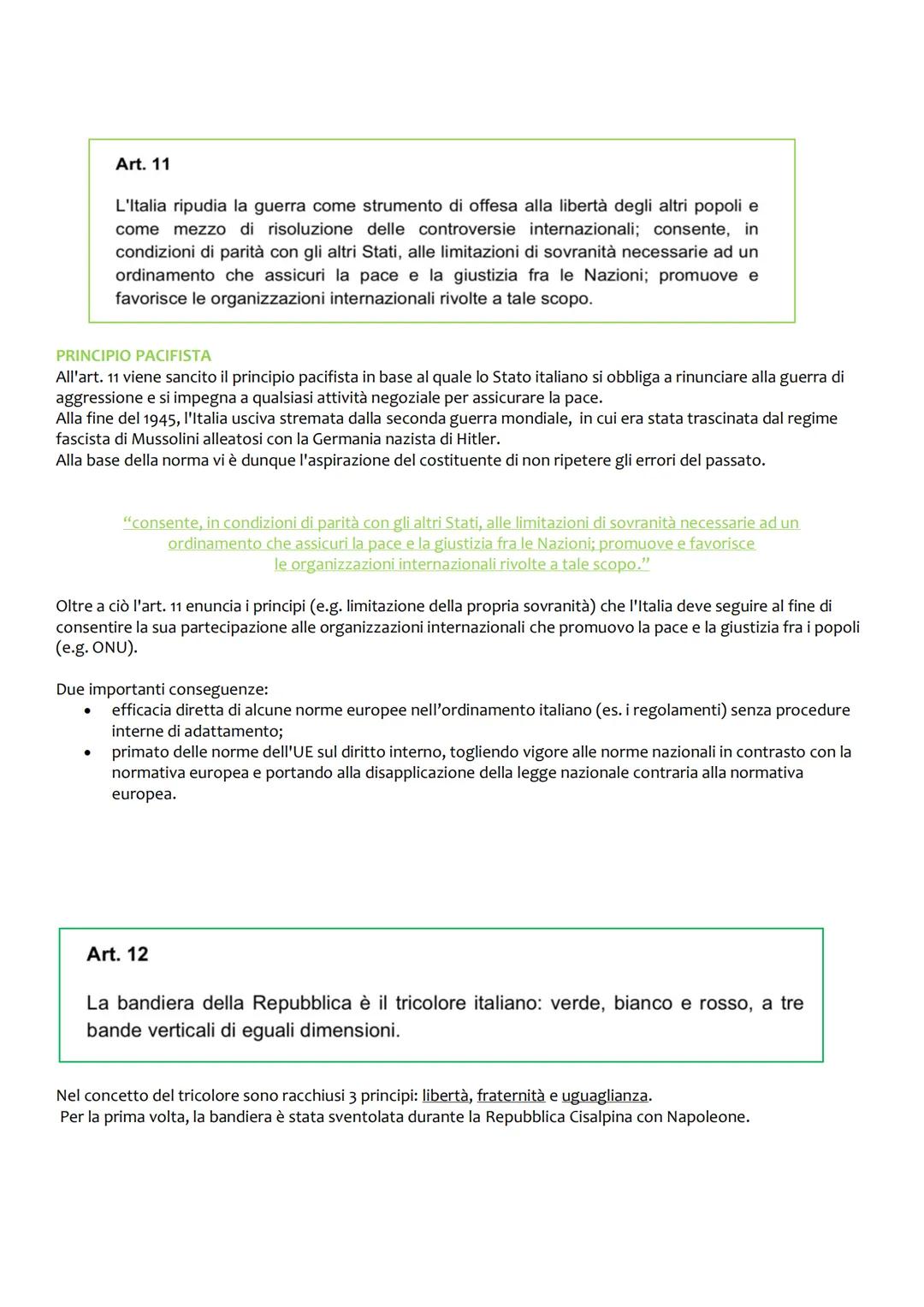 I PRINCIPI FONDAMENTALI DELLA COSTITUZIONE (1-12)
Art. 1
●
L'Italia è una Repubblica democratica, fondata sul lavoro.
L'espressione "repubbl