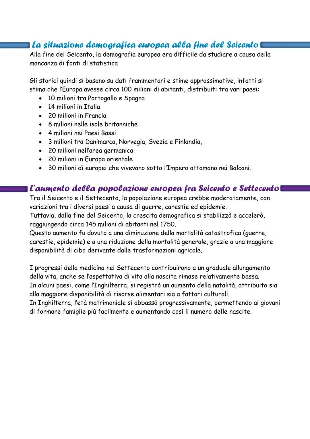 # La situazione demografica europea alla fine del Seicento
Alla fine del Seicento, la demografia europea era difficile da studiare a causa
