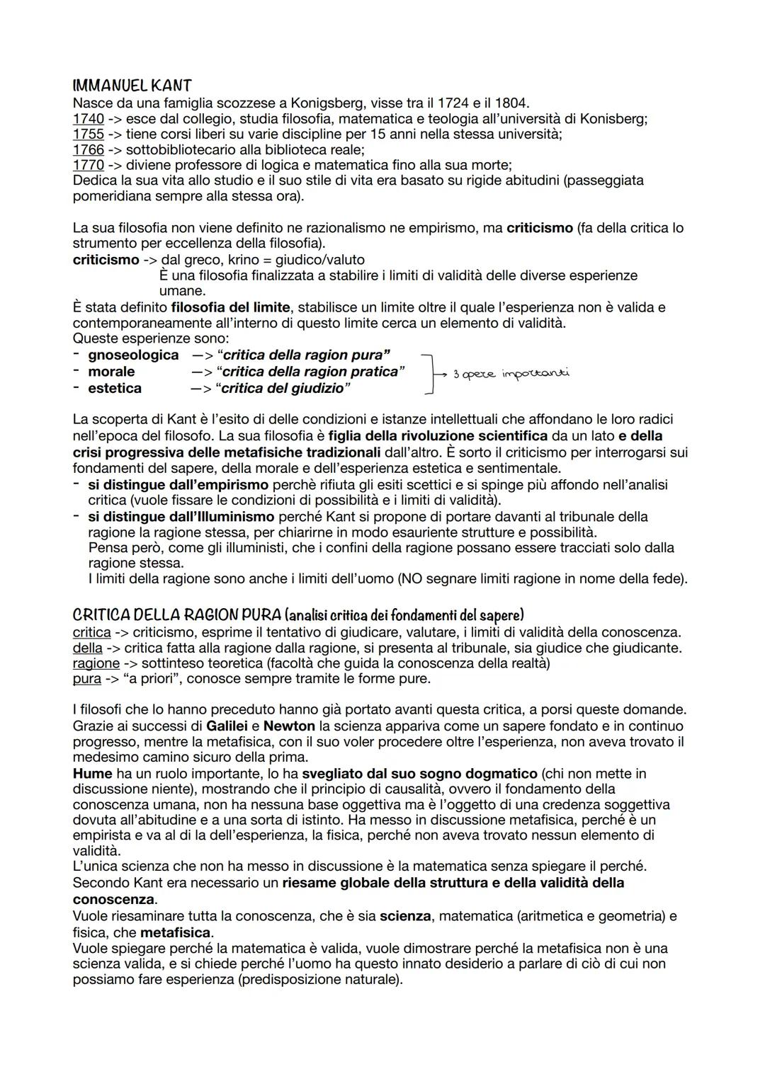 IMMANUEL KANT
Nasce da una famiglia scozzese a Konigsberg, visse tra il 1724 e il 1804.
1740 -> esce dal collegio, studia filosofia, matemat