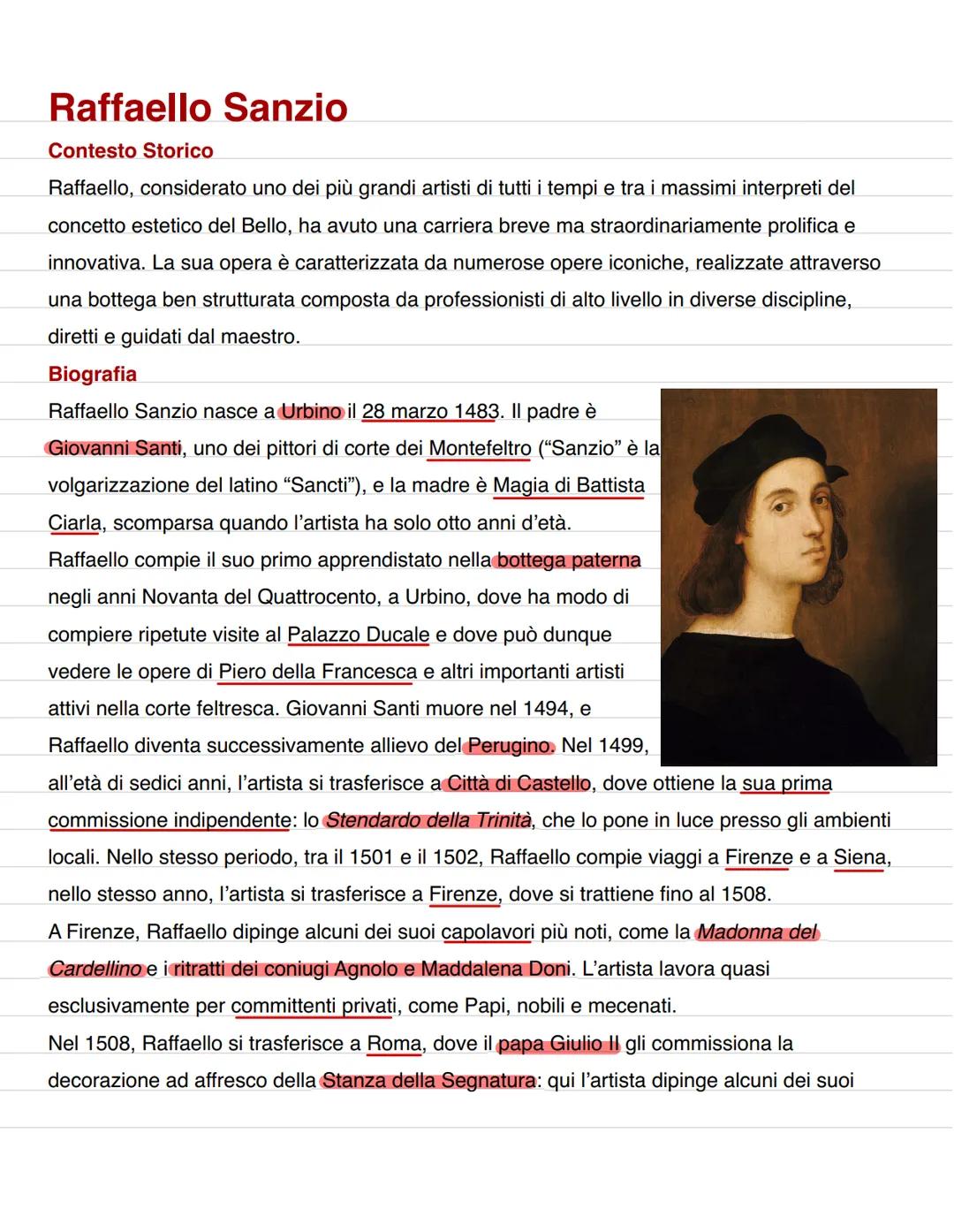 # Raffaello Sanzio
Contesto Storico
Raffaello, considerato uno dei più grandi artisti di tutti i tempi e tra i massimi interpreti del
conc