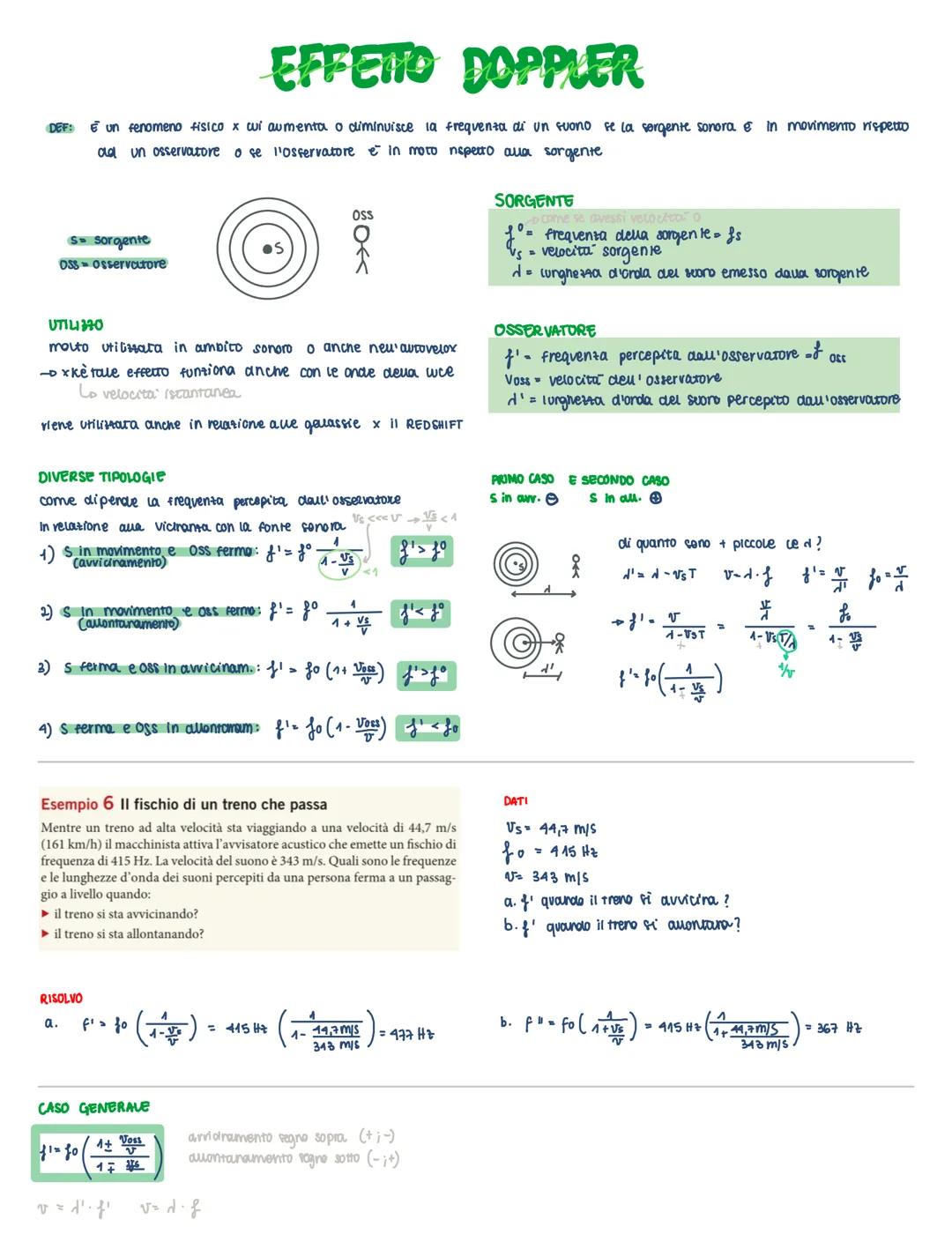 DEF:
S= sorgente
OSS Osservatore
EFFENO DOPPLER
E un fenomeno fisico x wi aumenta o diminuisce la frequenza di un suono se la sorgente sonor