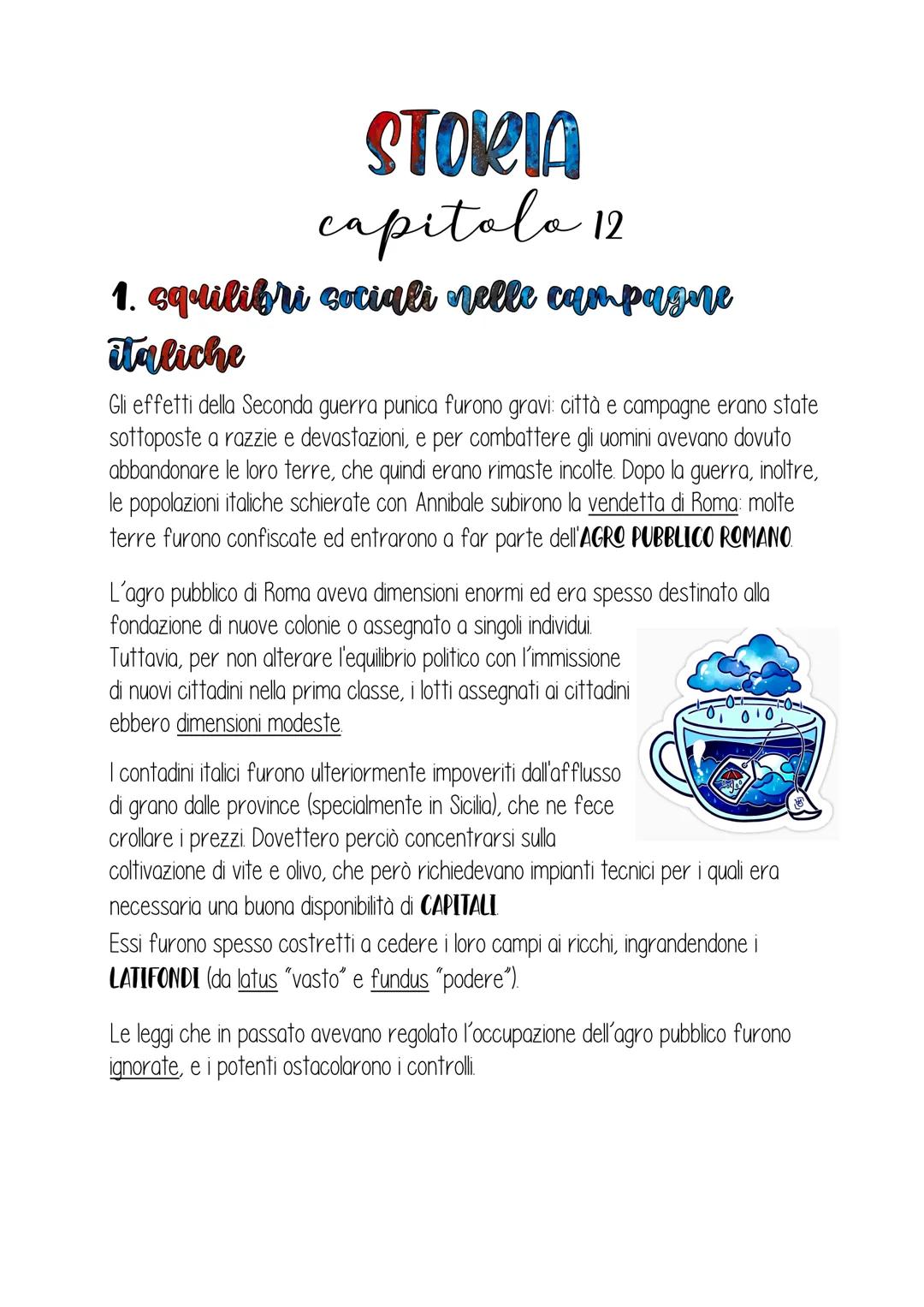 STORIA
capitala 12
1. squilibri sociali nelle campagne
italiche
Gli effetti della Seconda guerra punica furono gravi: città e campagne erano