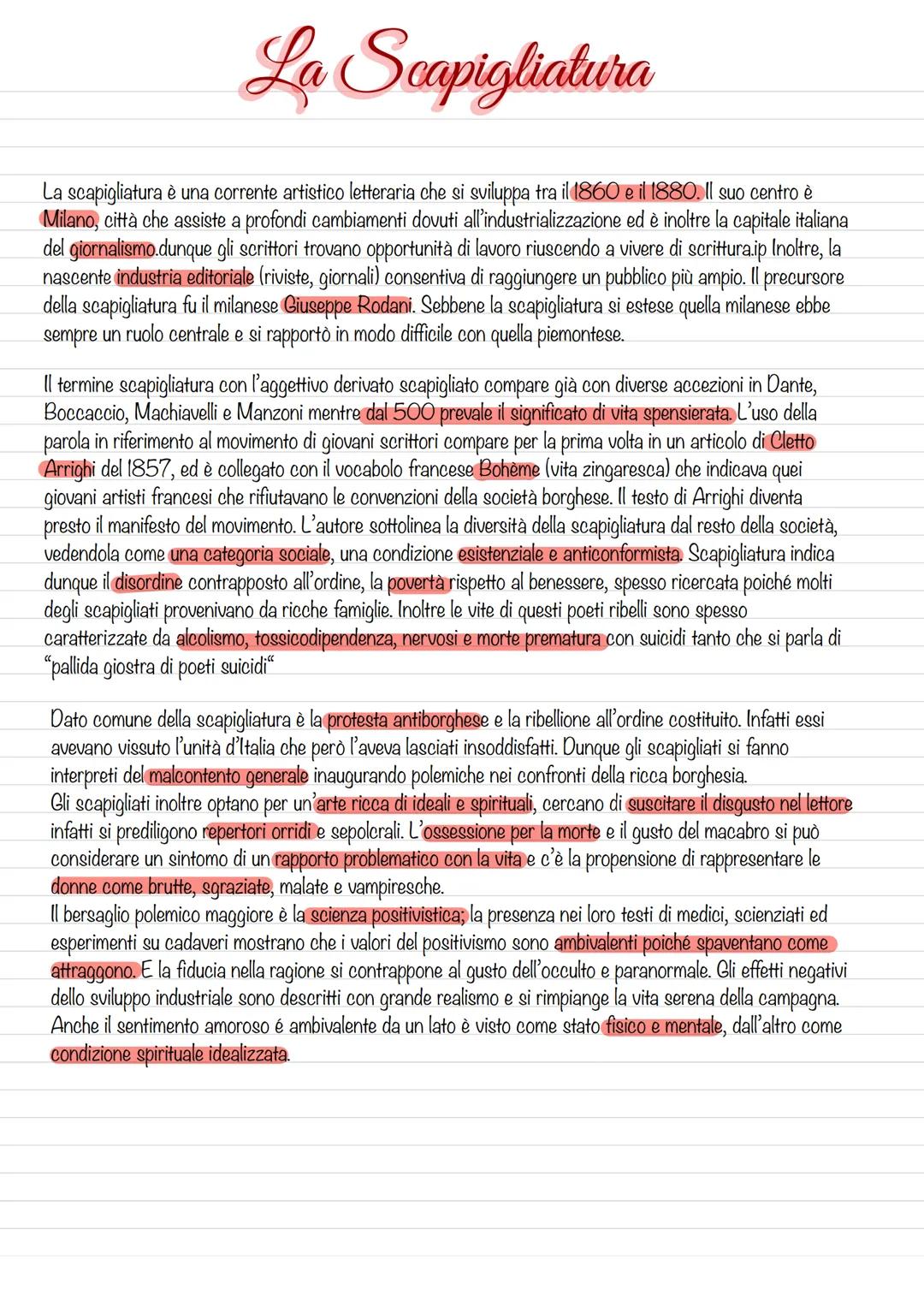 La Scapigliatura
La scapigliatura è una corrente artistico letteraria che si sviluppa tra il 1860 e il 1880. Il suo centro è
Milano, città c
