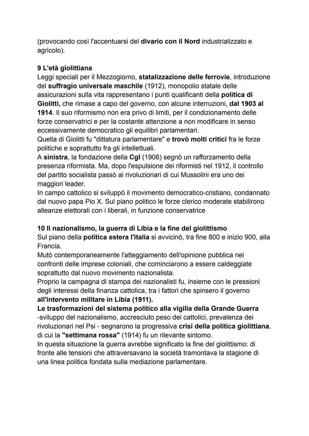 L'Italia liberale
1 L'Italia liberale
Nel cinquantennio compreso tra il 1870 e il 1914 (anno in cui inizia la prima
guerra mondiale), gli an