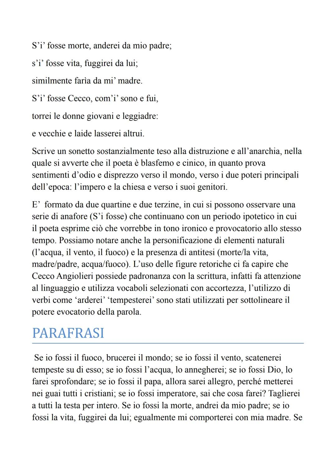 CECCO ANGIOLIERI
Cecco Angiolieri era un autore nato a Siena nel tredicesimo secolo.
Durante la sua gioventù divenne un soldato dell'esercit