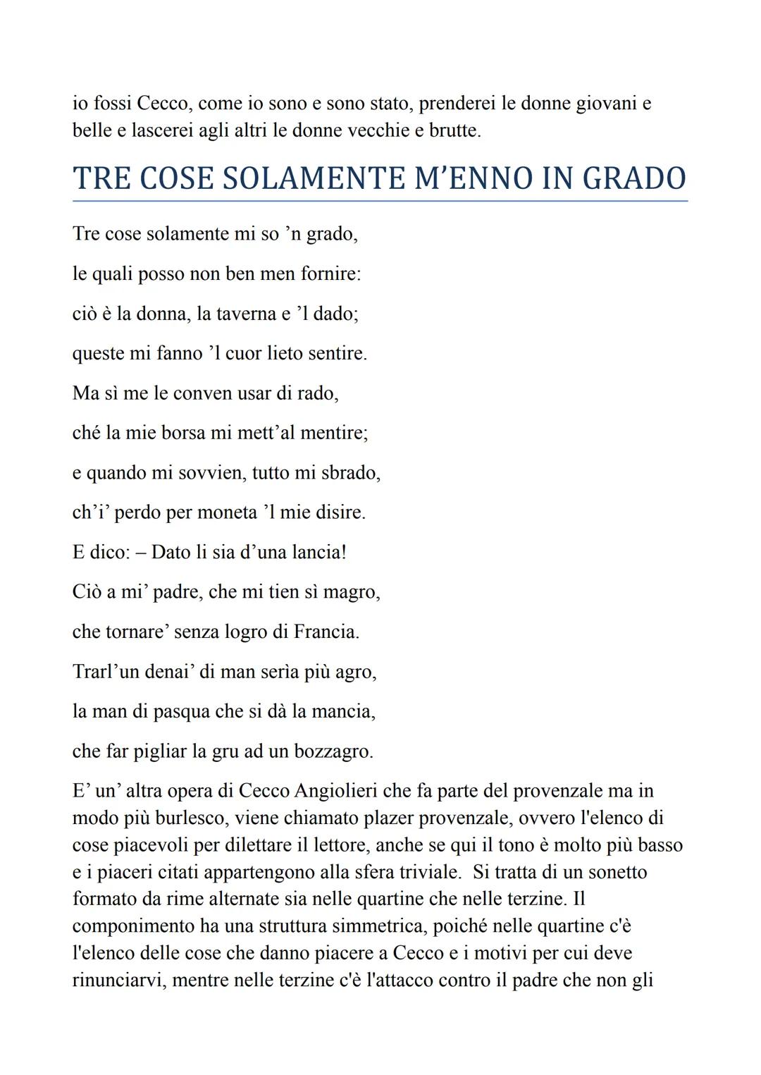 CECCO ANGIOLIERI
Cecco Angiolieri era un autore nato a Siena nel tredicesimo secolo.
Durante la sua gioventù divenne un soldato dell'esercit