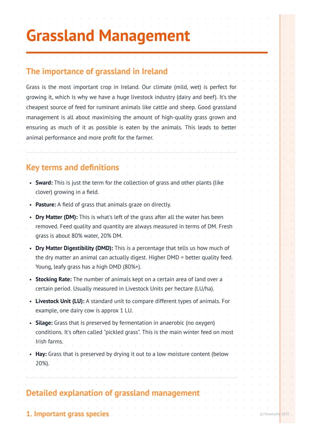 # Grassland Management
## The importance of grassland in Ireland
Grass is the most important crop in Ireland. Our climate (mild, wet) is p