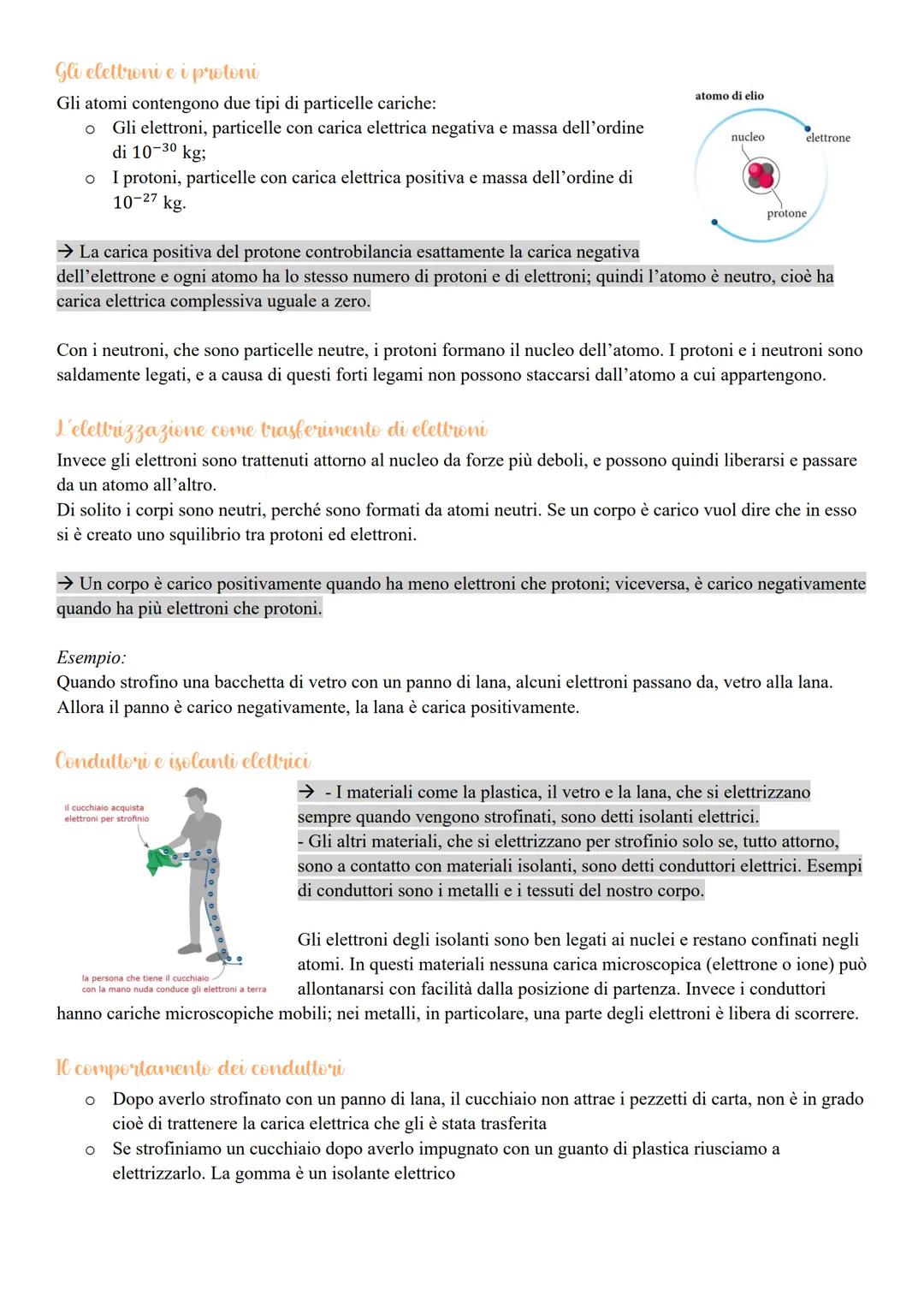 La carica elettrica e la legge
di Collomb
he
Il termine elettricità deriva da «<elektron»> che significa «ambra». L'ambra è una resina di co