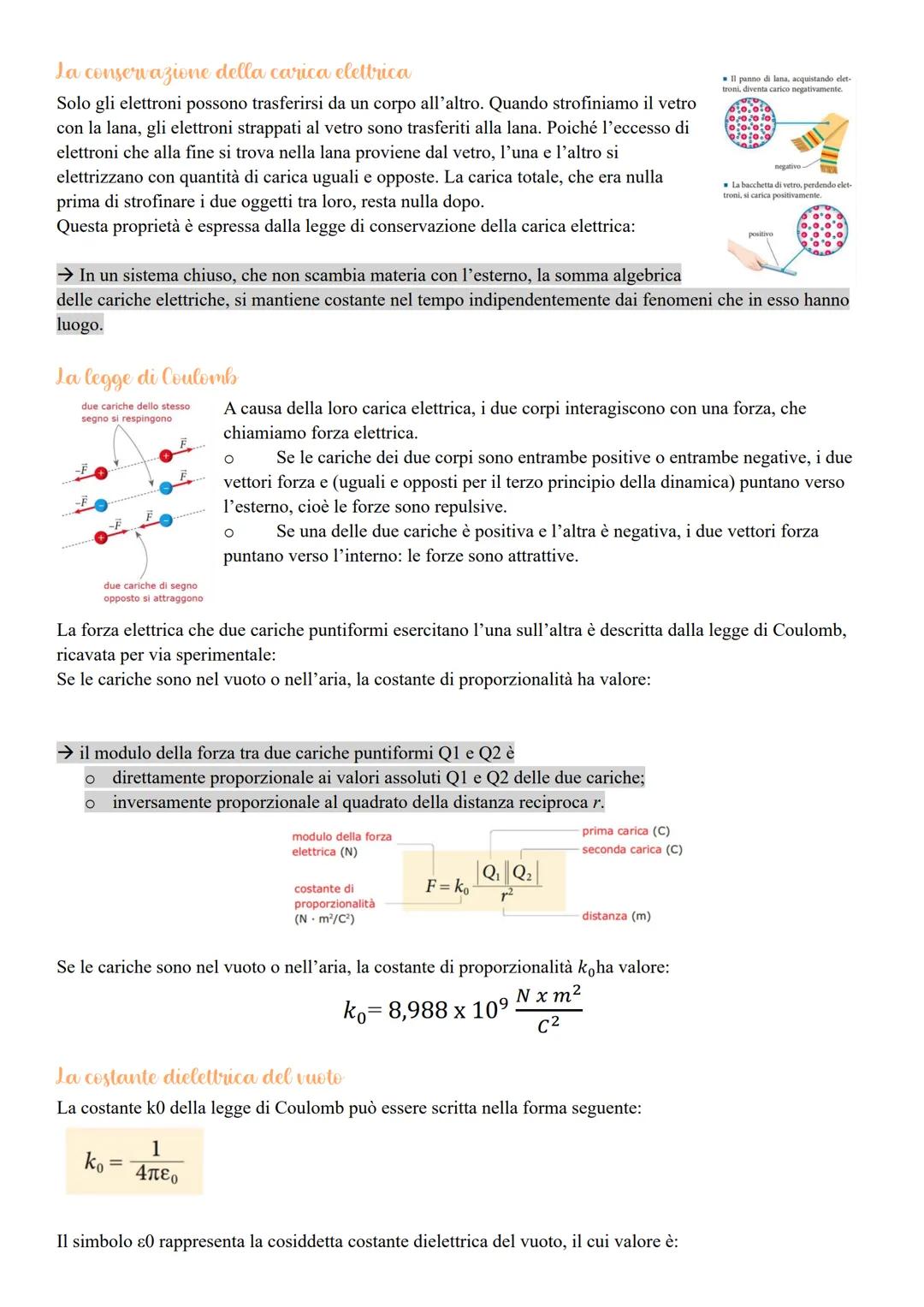 La carica elettrica e la legge
di Collomb
he
Il termine elettricità deriva da «<elektron»> che significa «ambra». L'ambra è una resina di co