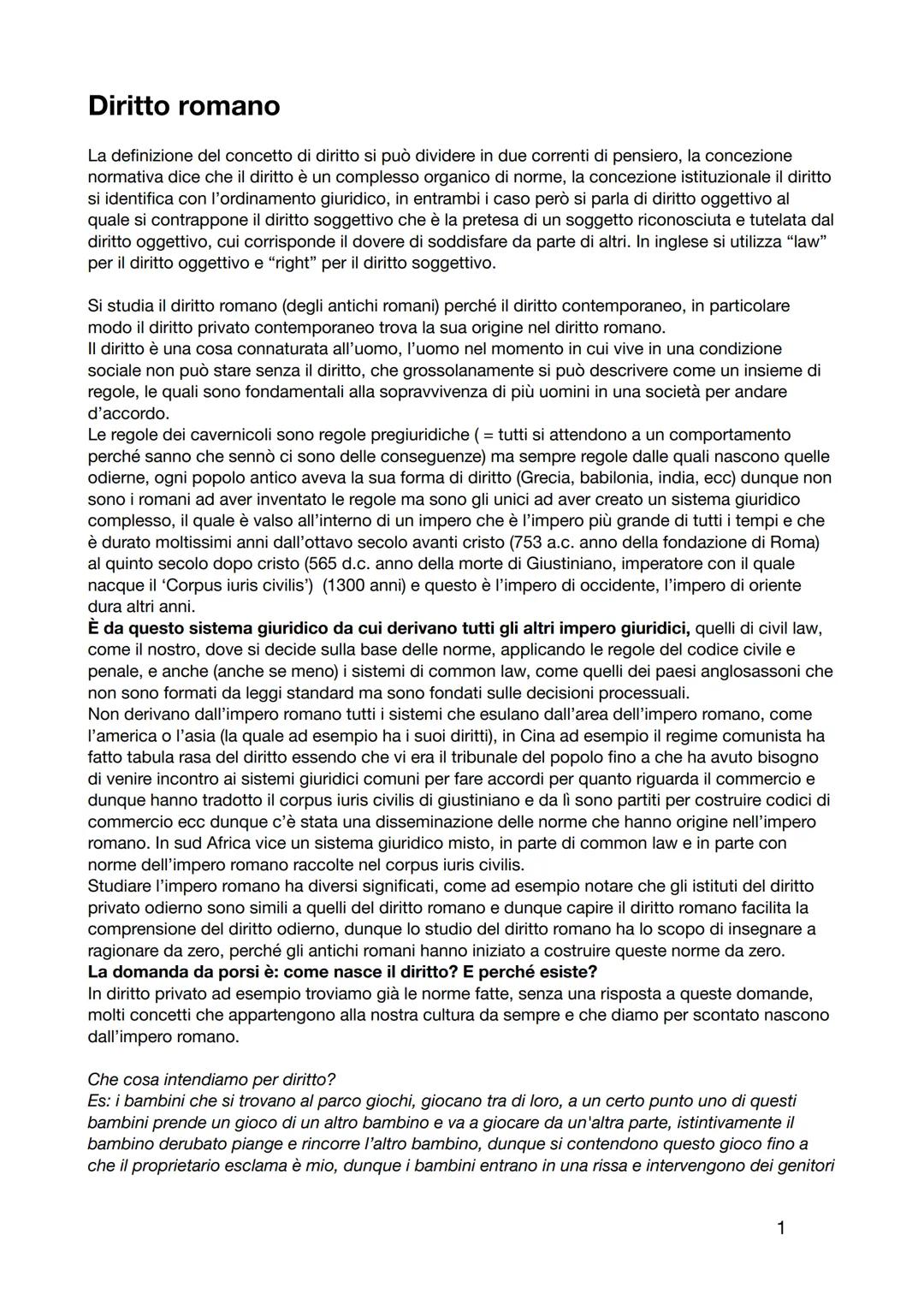 # Diritto romano
La definizione del concetto di diritto si può dividere in due correnti di pensiero, la concezione
normativa dice che il di