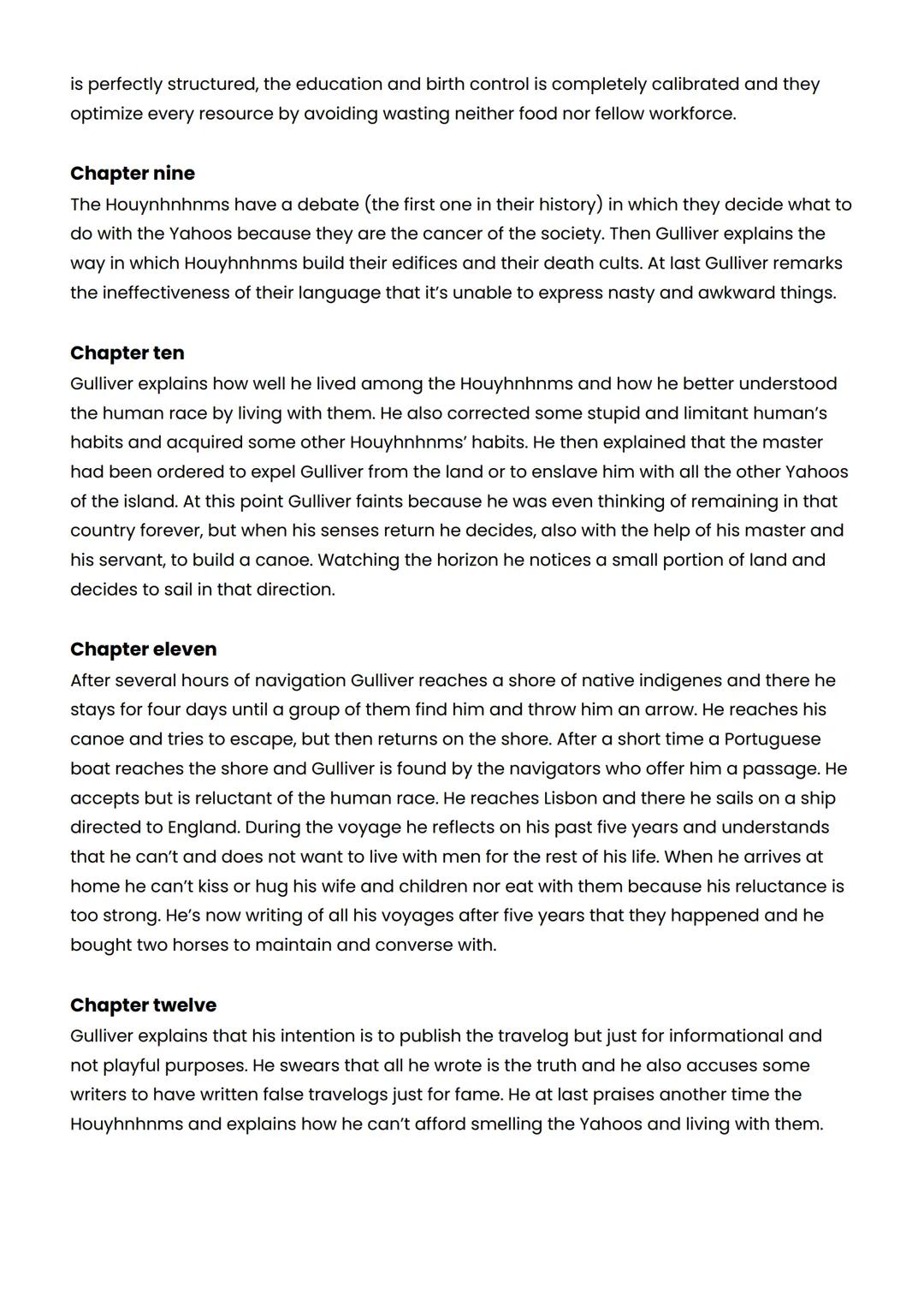 # Gulliver's Travels - summary
Part one - a voyage to Lilliput
Chapter one
Gulliver presents himself: he was born into a well-heeled fami