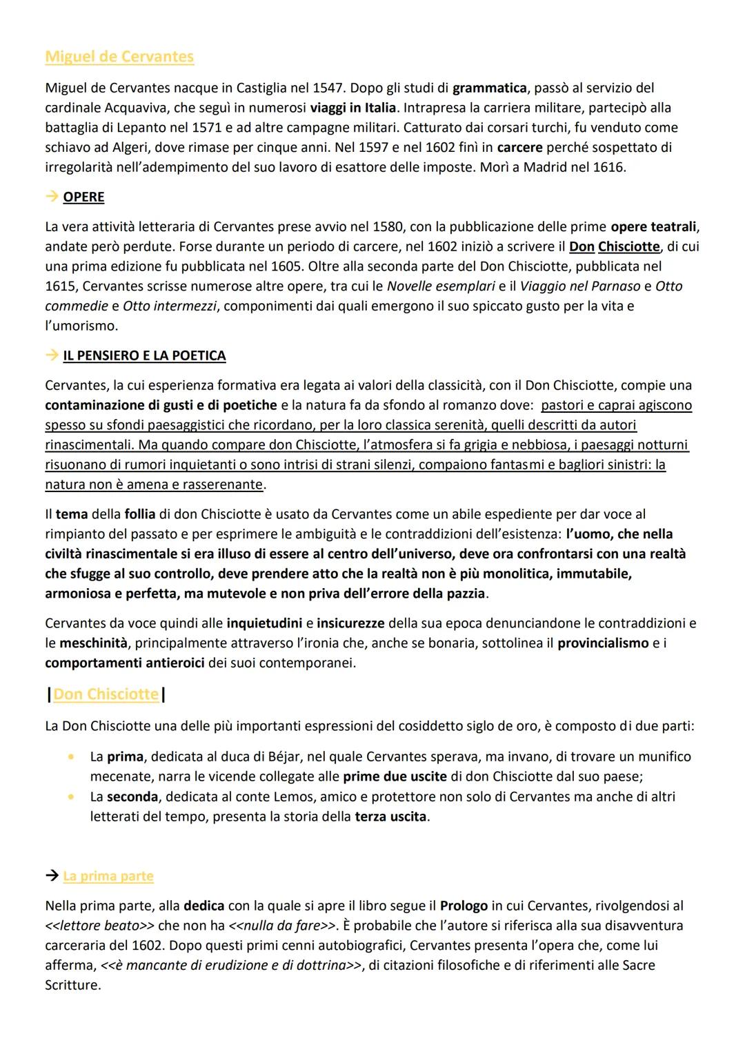 Miguel de Cervantes
Miguel de Cervantes nacque in Castiglia nel 1547. Dopo gli studi di grammatica, passò al servizio del
cardinale Acquaviv