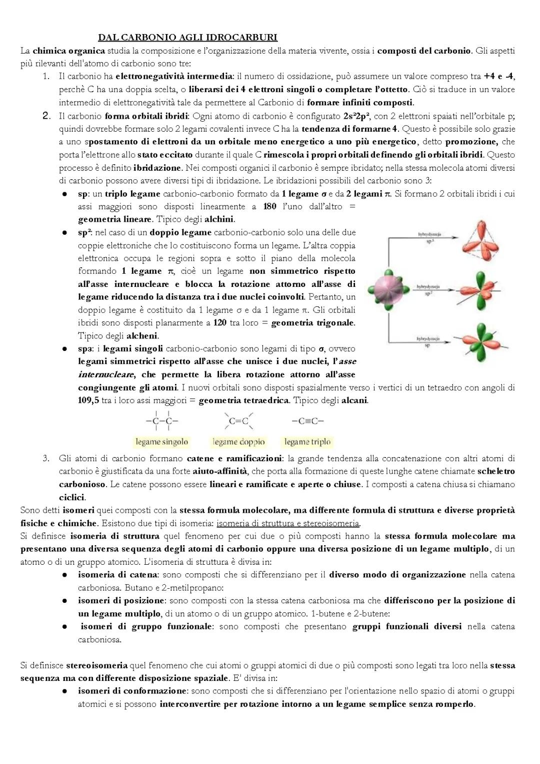 CHIMICA ORGANICA: alcani, alcheni, alchini