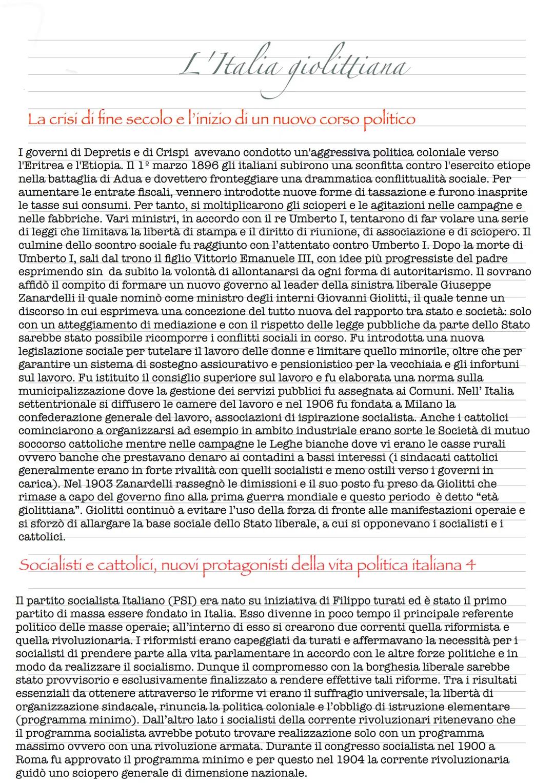 L'Italia giolittiana
La crisi di fine secolo e l'inizio di un nuovo corso político
I governi di Depretis e di Crispi avevano condotto un'agg