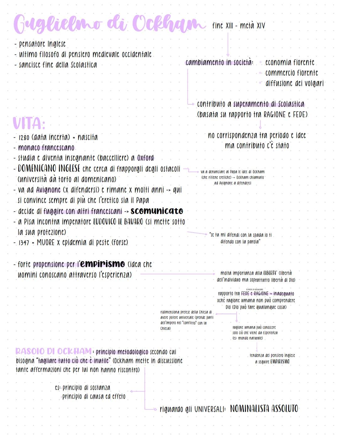 Guglielmo di Ockham fine Xill-meta XIV
- pensatore Inglese
- ultimo filosofo di pensiero medievale occidentale
- sancisce fine della scolas