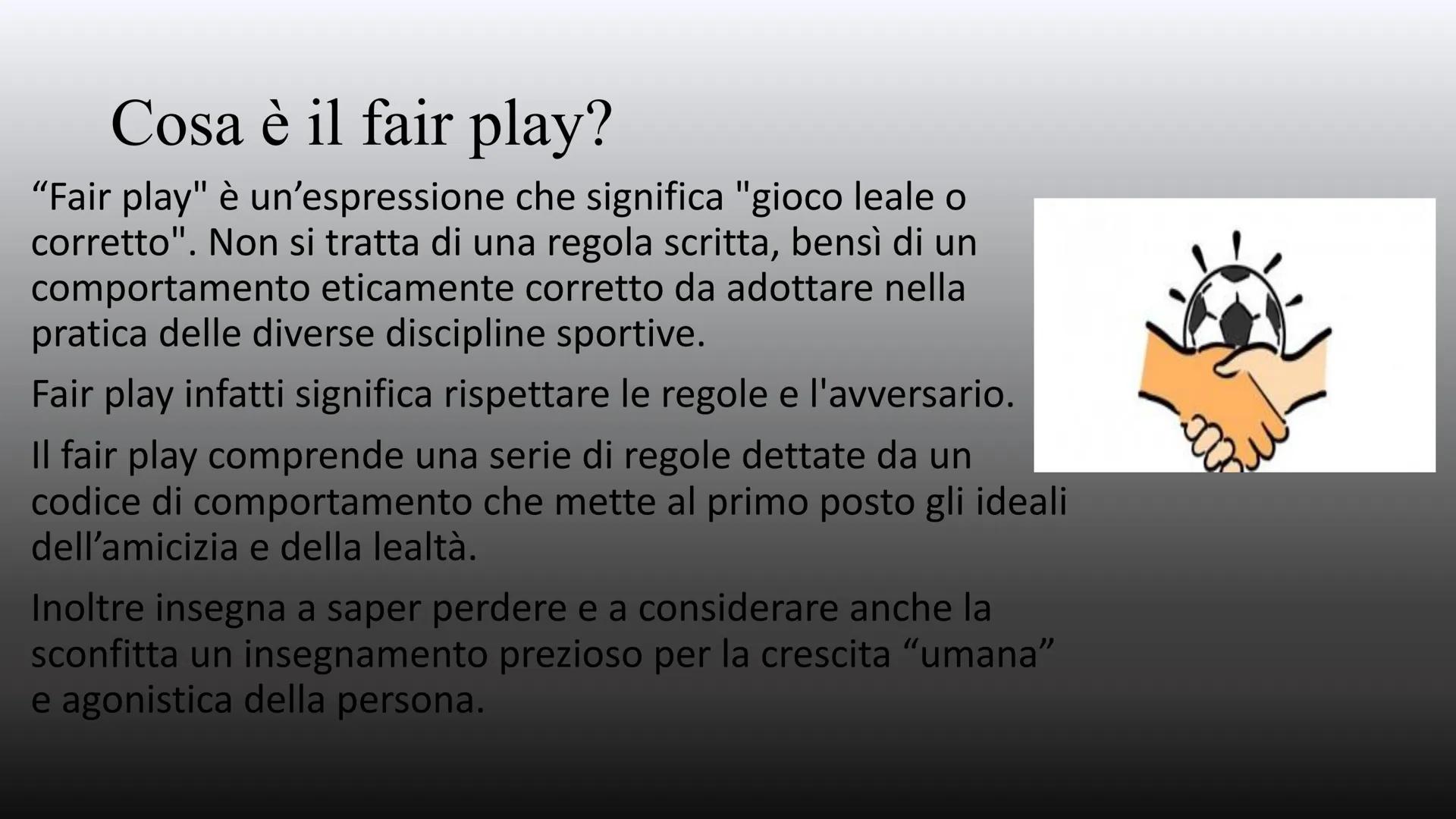 # FAIR PLAY
Il fair play
PANATHLON INTERNATIONAL # Cosa è il fair play?
"Fair play" è un'espressione che significa "gioco leale o
corrett