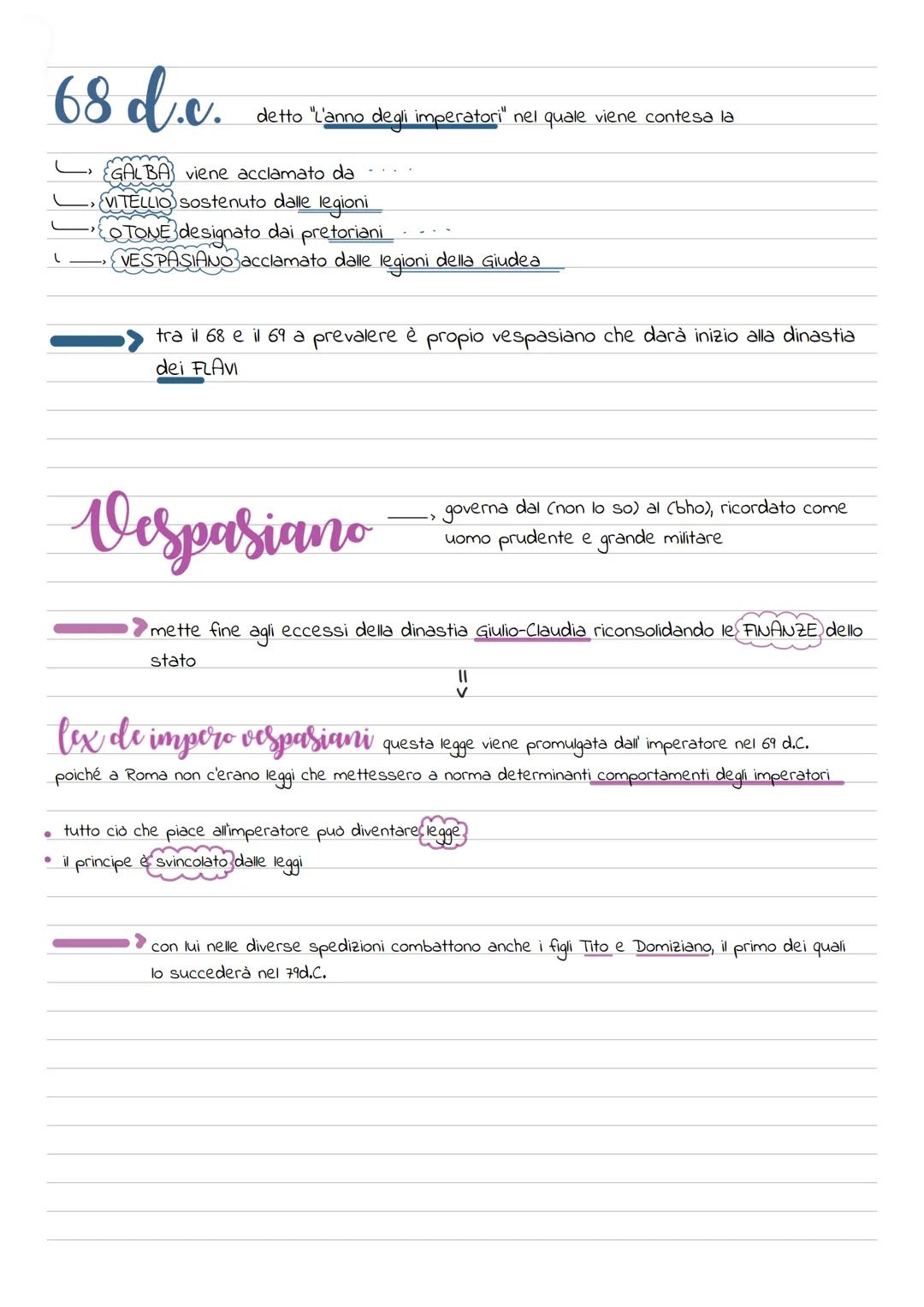 68 d.c.
detto "L'anno degli imperatori" nel quale viene contesa la
GALBA viene acclamato da . . .
VITELLIO sostenuto dalle legioni
OTONE des