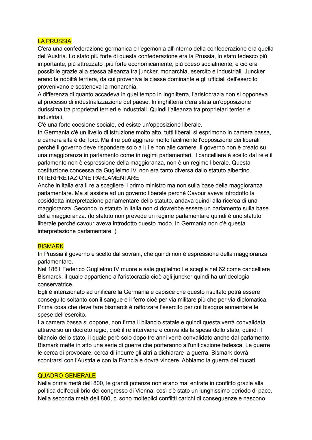 LA PRUSSIA
C'era una confederazione germanica e l'egemonia all'interno della confederazione era quella
dell'Austria. Lo stato più forte di q