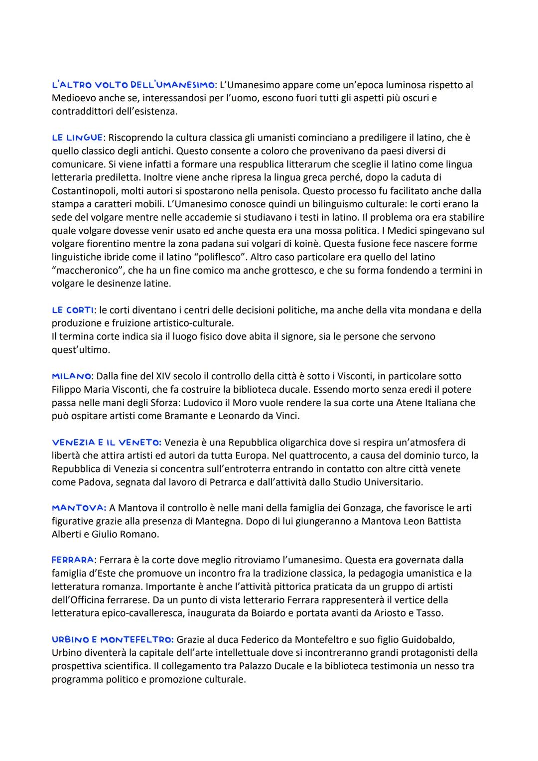 RINASCIMENTO E UMANESIMO
Quest'età sul piano storico, è compresa tra il medioevo e l'età moderna, che convenzionalmente si
fa iniziare con l