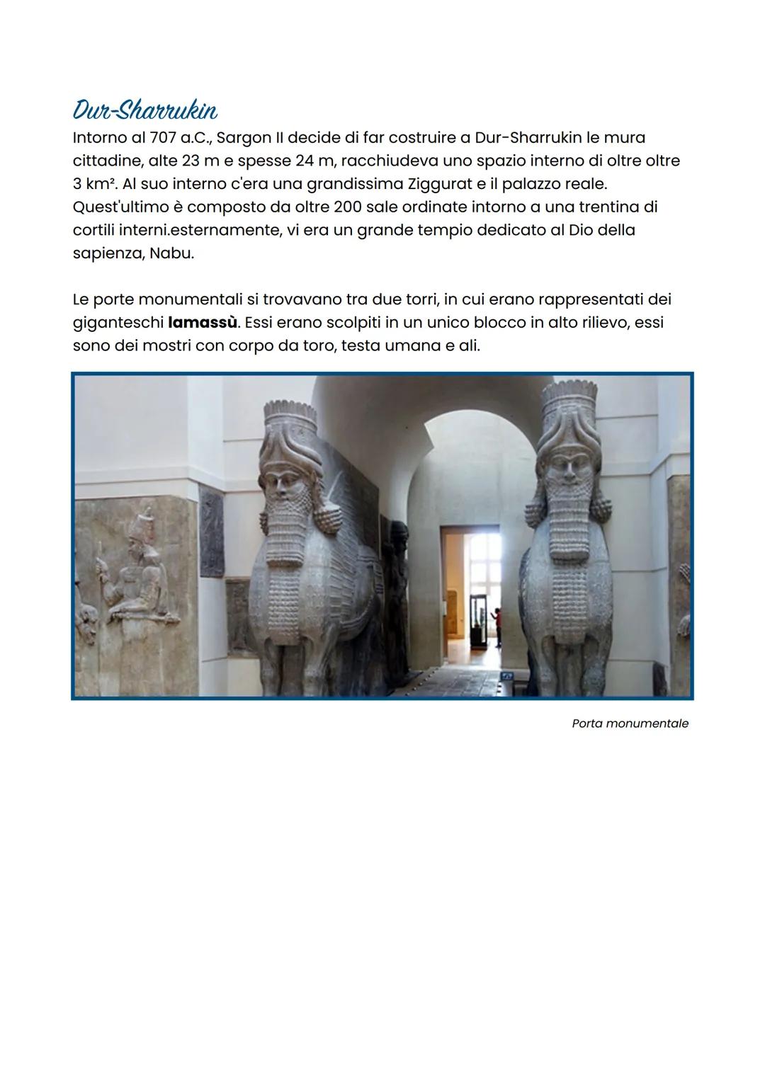 Assiri
Gli Assiri, noti per la loro potente civiltà militare, espressero il loro potere
attraverso l'arte monumentale. Le sculture assire er