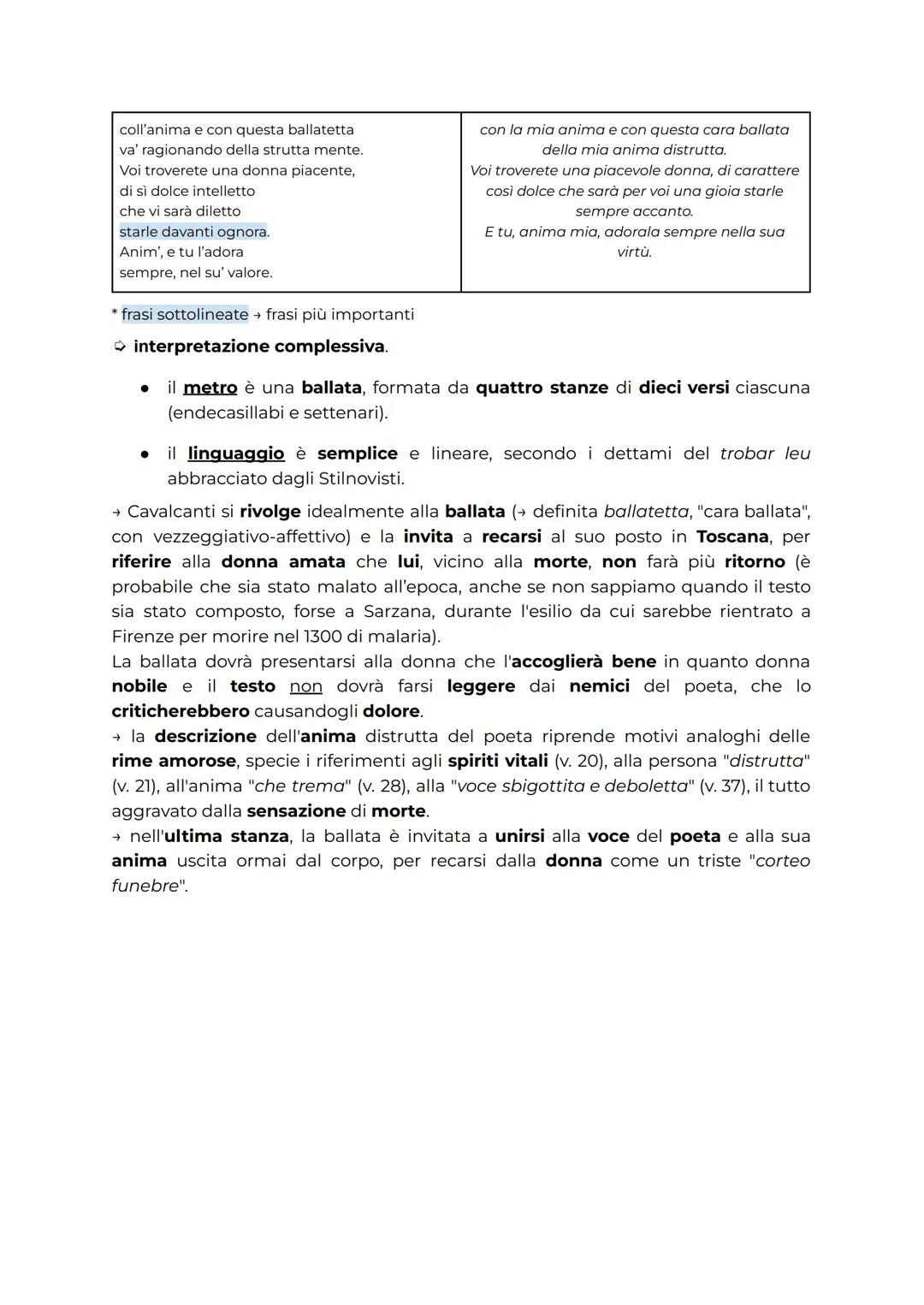 << Perch'i' no spero di tornar giammai » di Guido Cavalcanti
→ Ballata di Cavalcanti, scritta durante un periodo di allontanamento da Firenz