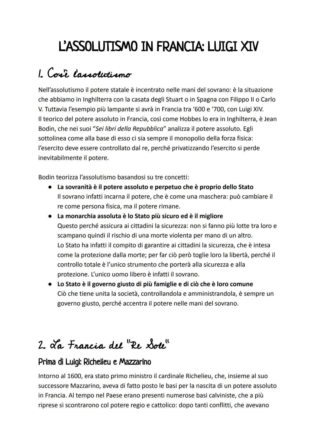 # L'ASSOLUTISMO IN FRANCIA: LUIGI XIV
1. Cos'รจ l'assolutismo
Nell'assolutismo il potere statale รจ incentrato nelle mani del sovrano: รจ la