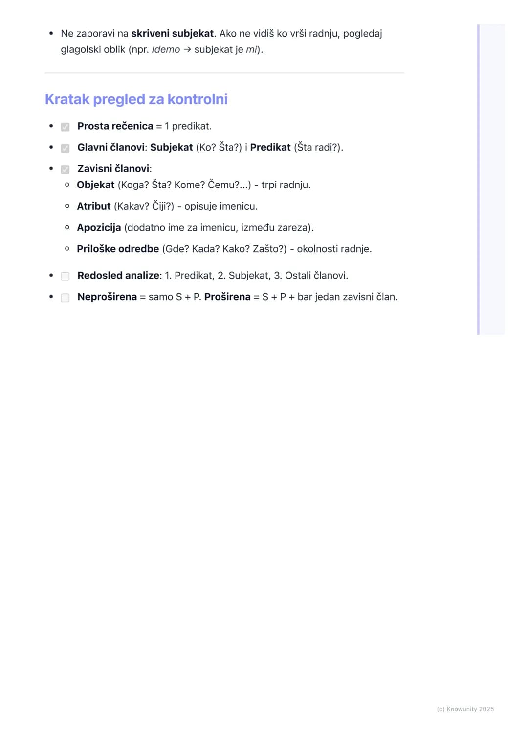 # Prosta rečenica
Uvod u prostu rečenicu
Prosta rečenica je misao iskazana sa jednim predikatom. To je osnovna jedinica
govora. Sve složen