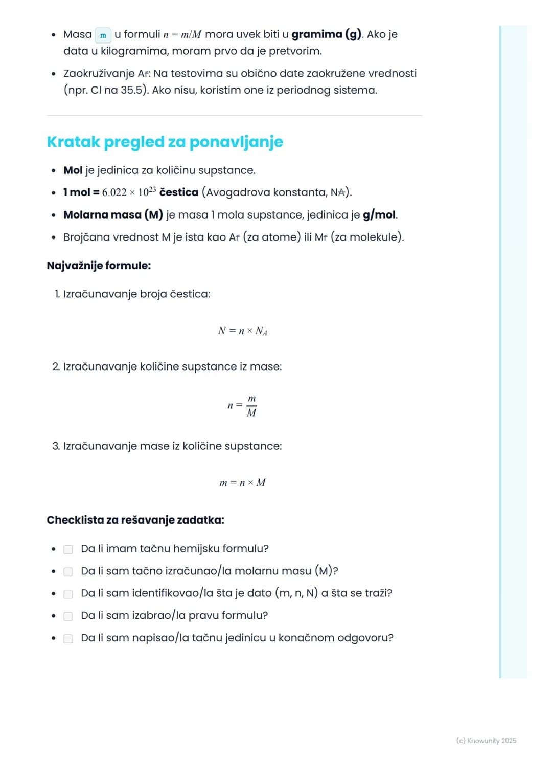 # Mol i molarna masa
Uvod u mol
Atomi i molekuli su previše mali da bismo ih brojali pojedinačno. Zato su
hemičari uveli posebnu jedinicu