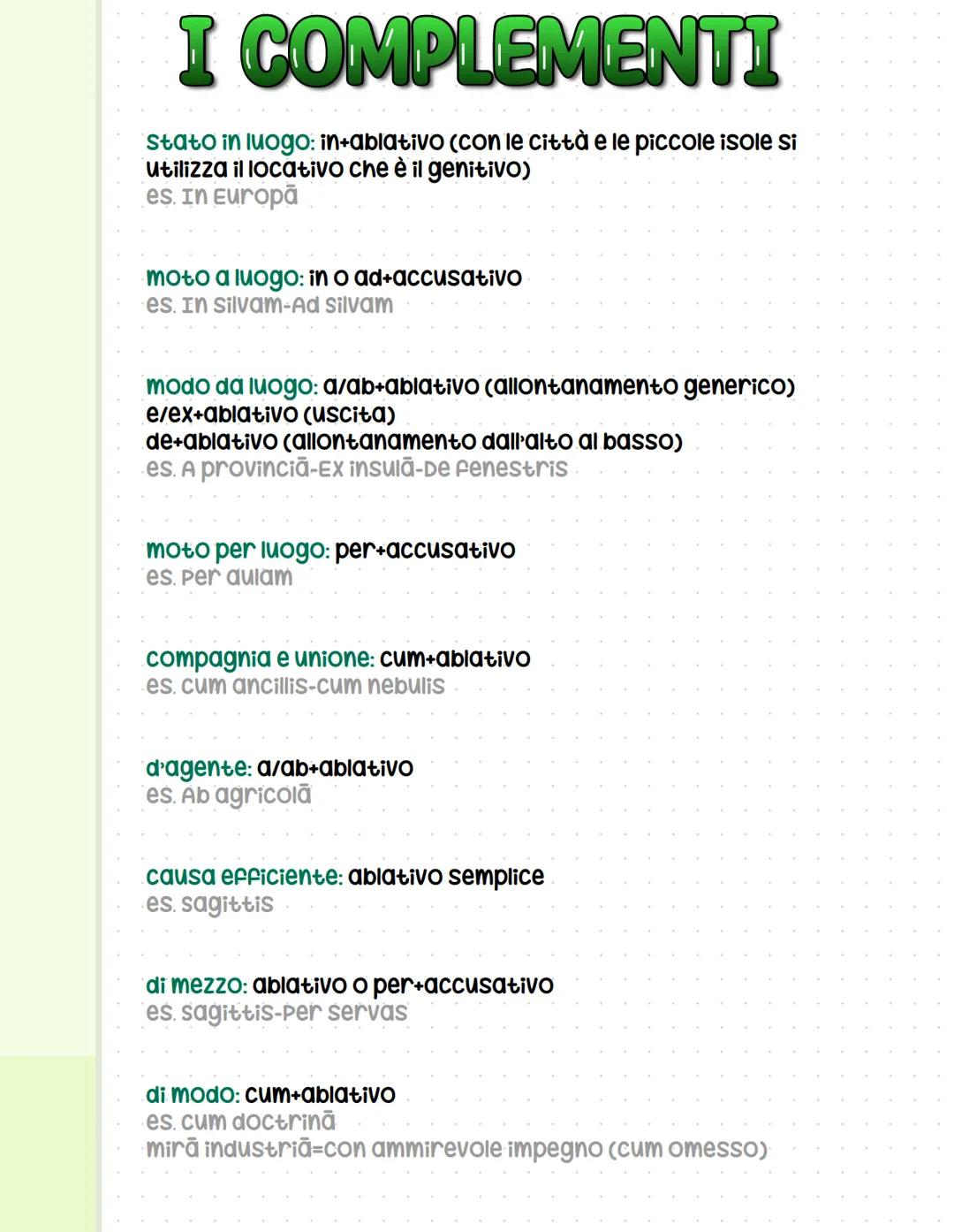 I complementi in latino