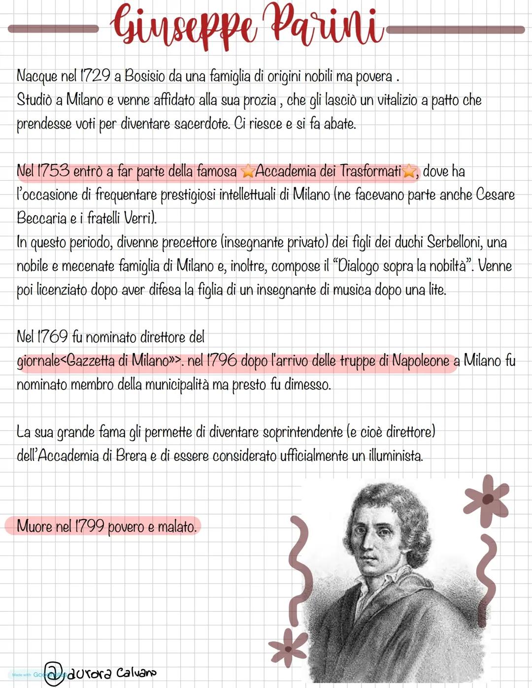 Giuseppe Parini: vita, il Giorno e la Vergine Cuccia๐ถ๐