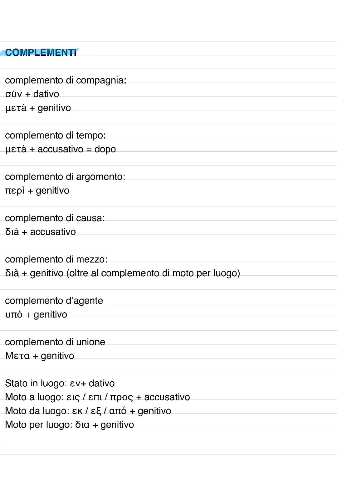 complementi pronomi aggettivi