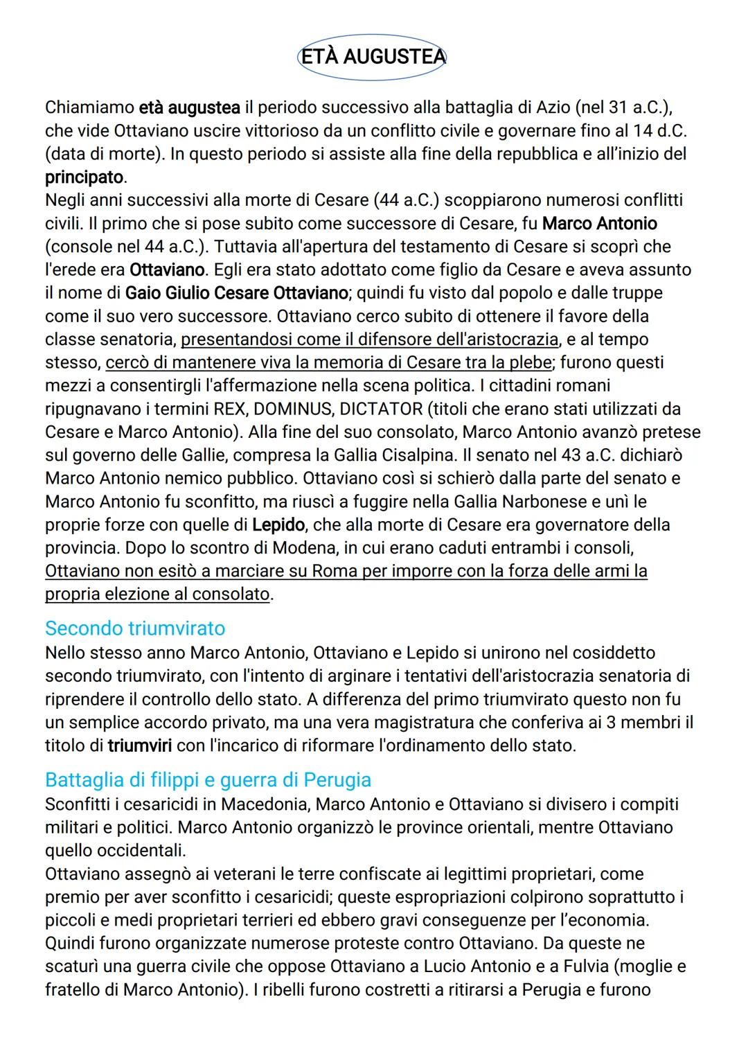 # ETÀ AUGUSTEA
Chiamiamo età augustea il periodo successivo alla battaglia di Azio (nel 31 a.C.),
che vide Ottaviano uscire vittorioso da u