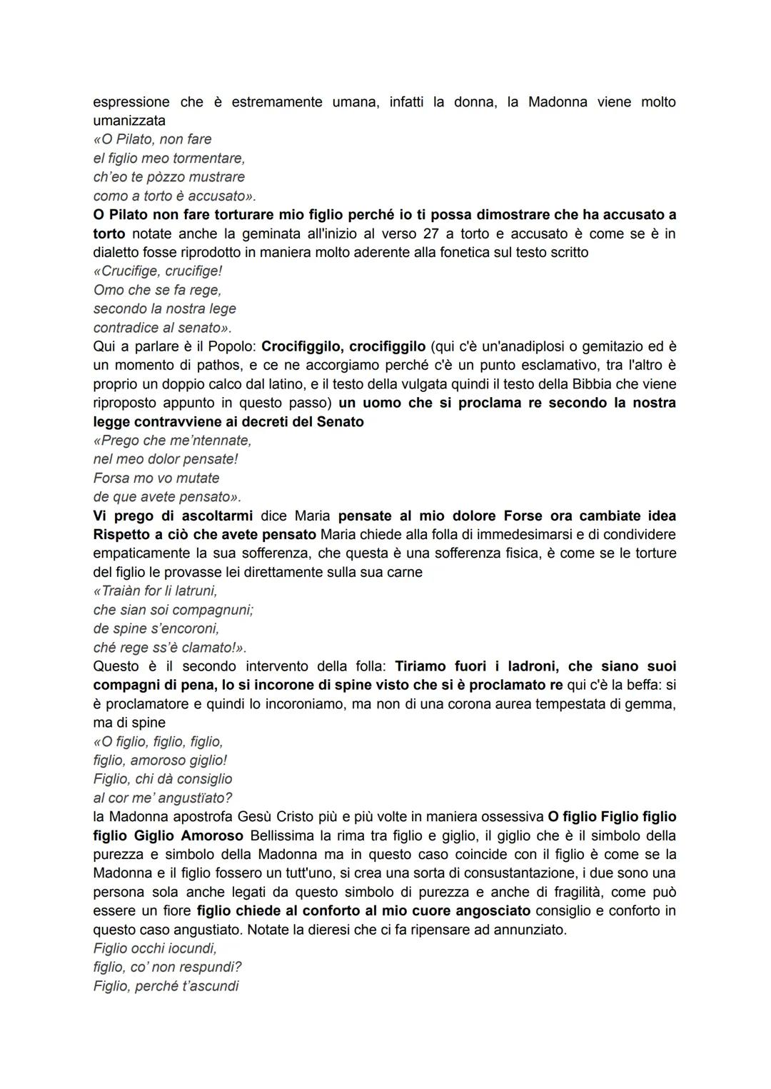 # Donna de Paradiso di lacopone da Todi
Si tratta di un'opera poetica, però al tempo stesso drammatica, è propriamente una lauda
drammatica