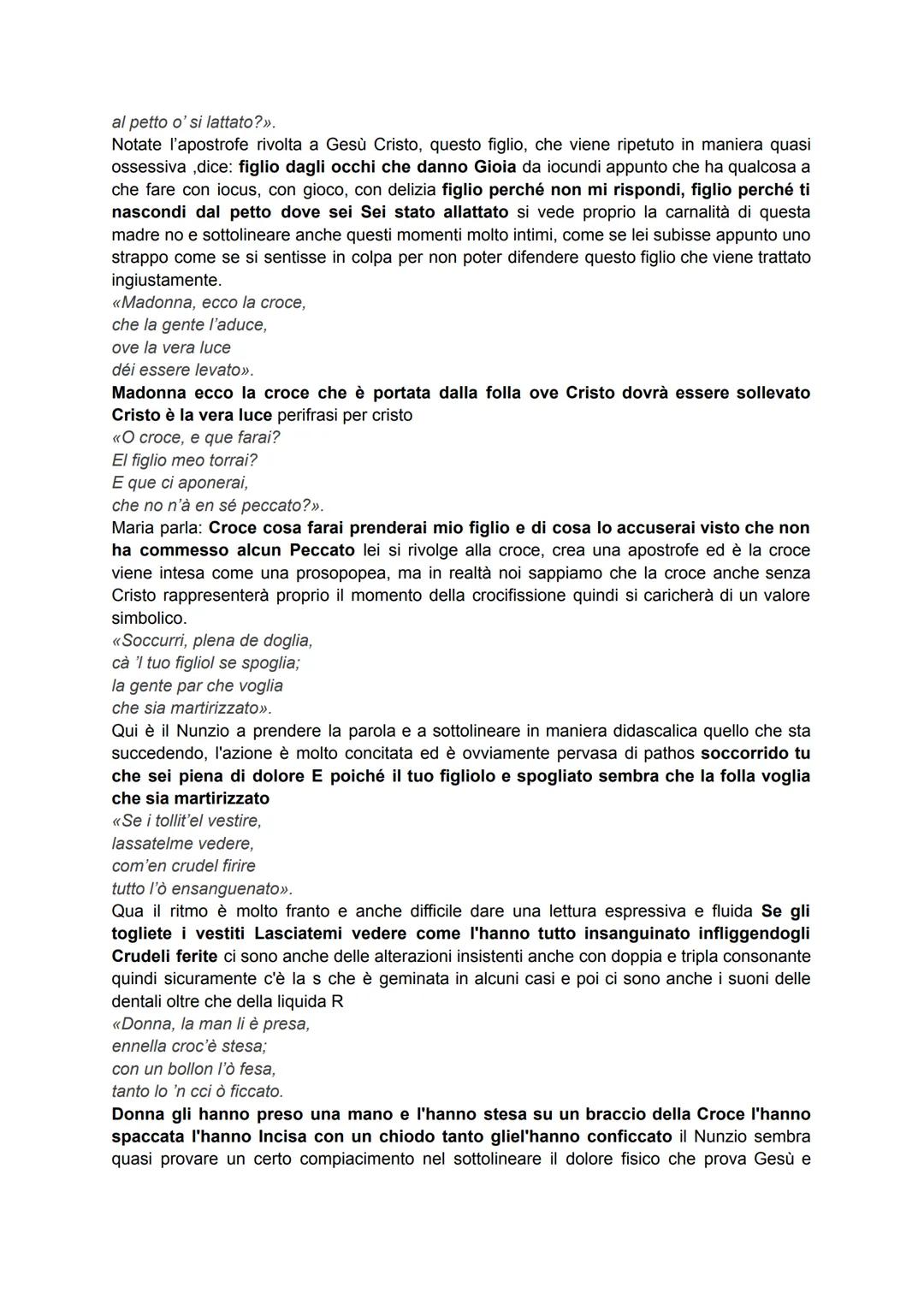 # Donna de Paradiso di lacopone da Todi
Si tratta di un'opera poetica, però al tempo stesso drammatica, è propriamente una lauda
drammatica