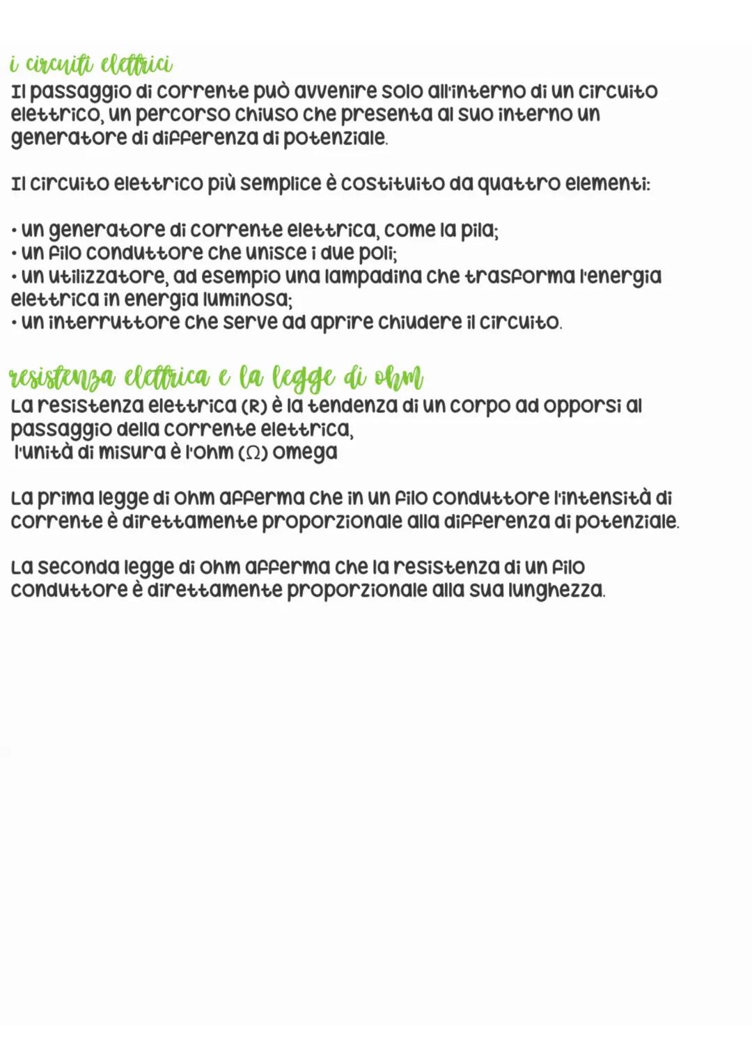 i circuiti elettrici
Il passaggio di corrente può avvenire solo all'interno di un circuito
elettrico, un percorso chiuso che presenta al suo