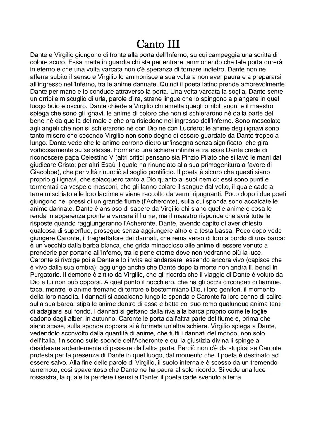 Appunti canti dell’Inferno